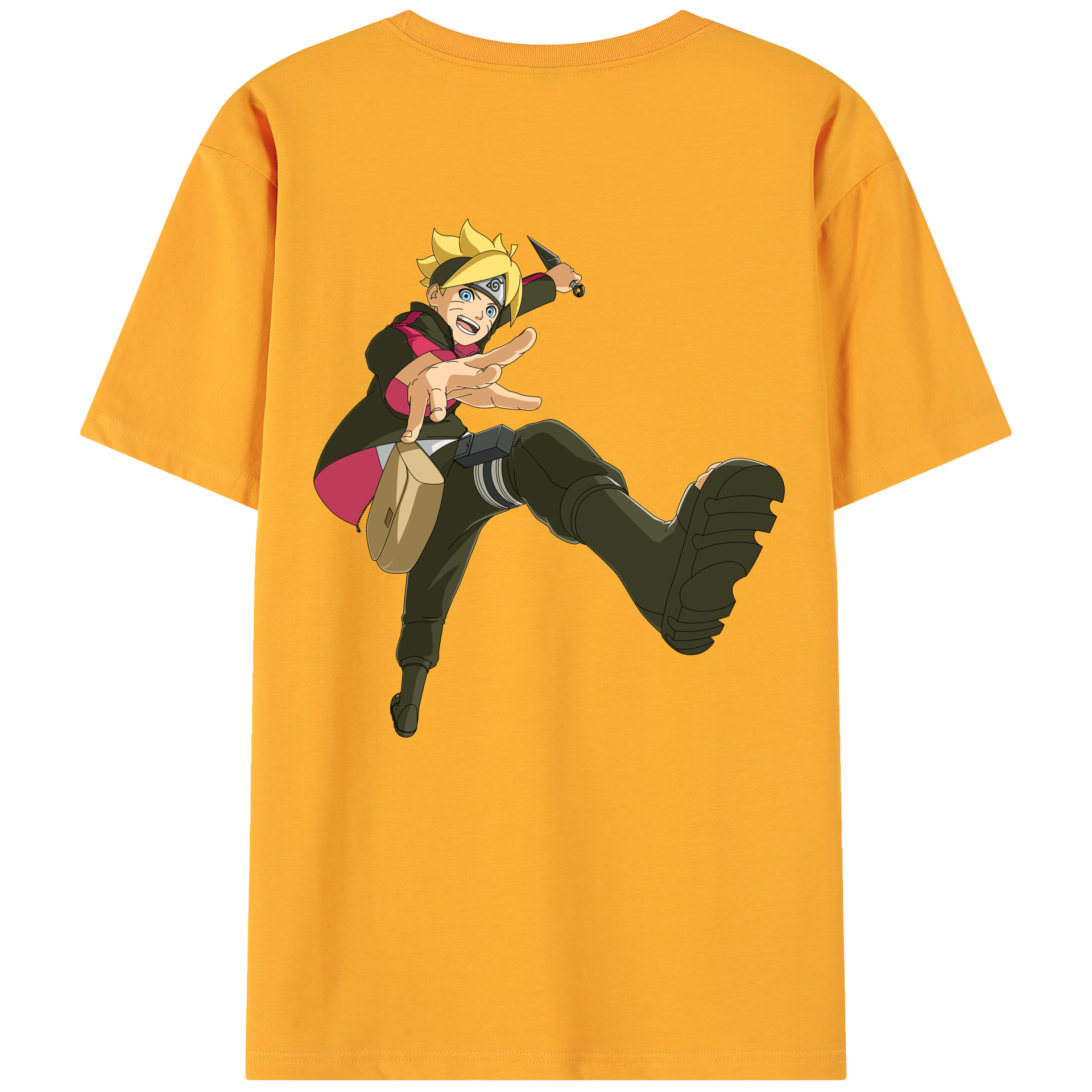 （画像用） NARUTO -ナルト- うずまき ボルト Uzumaki Boruto 綿100％ メンズ半袖Tシャツ（バックプリント） 通気性