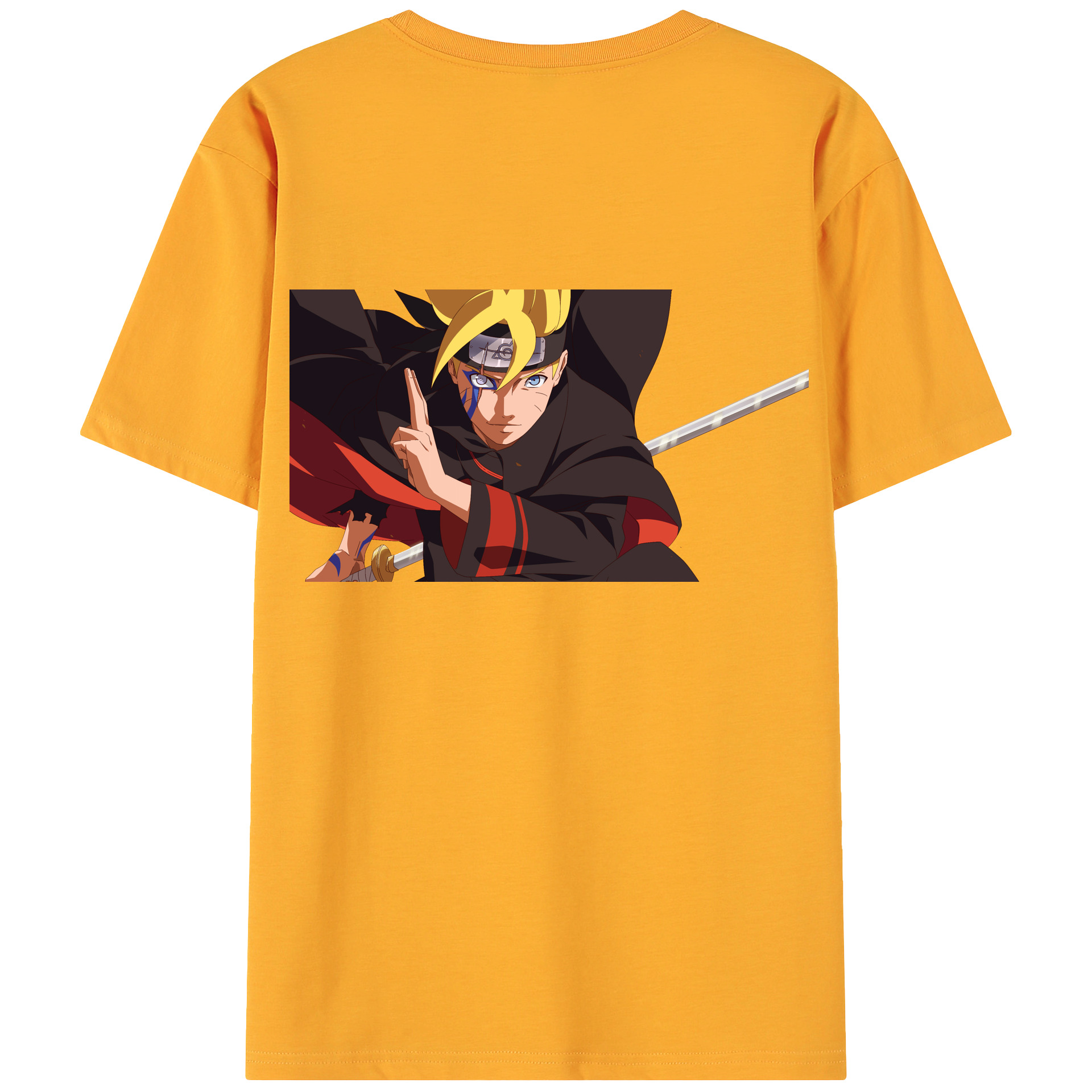 （画像用） NARUTO -ナルト- うずまき ボルト Uzumaki Boruto 綿100％ メンズ半袖Tシャツ（バックプリント） 通気性