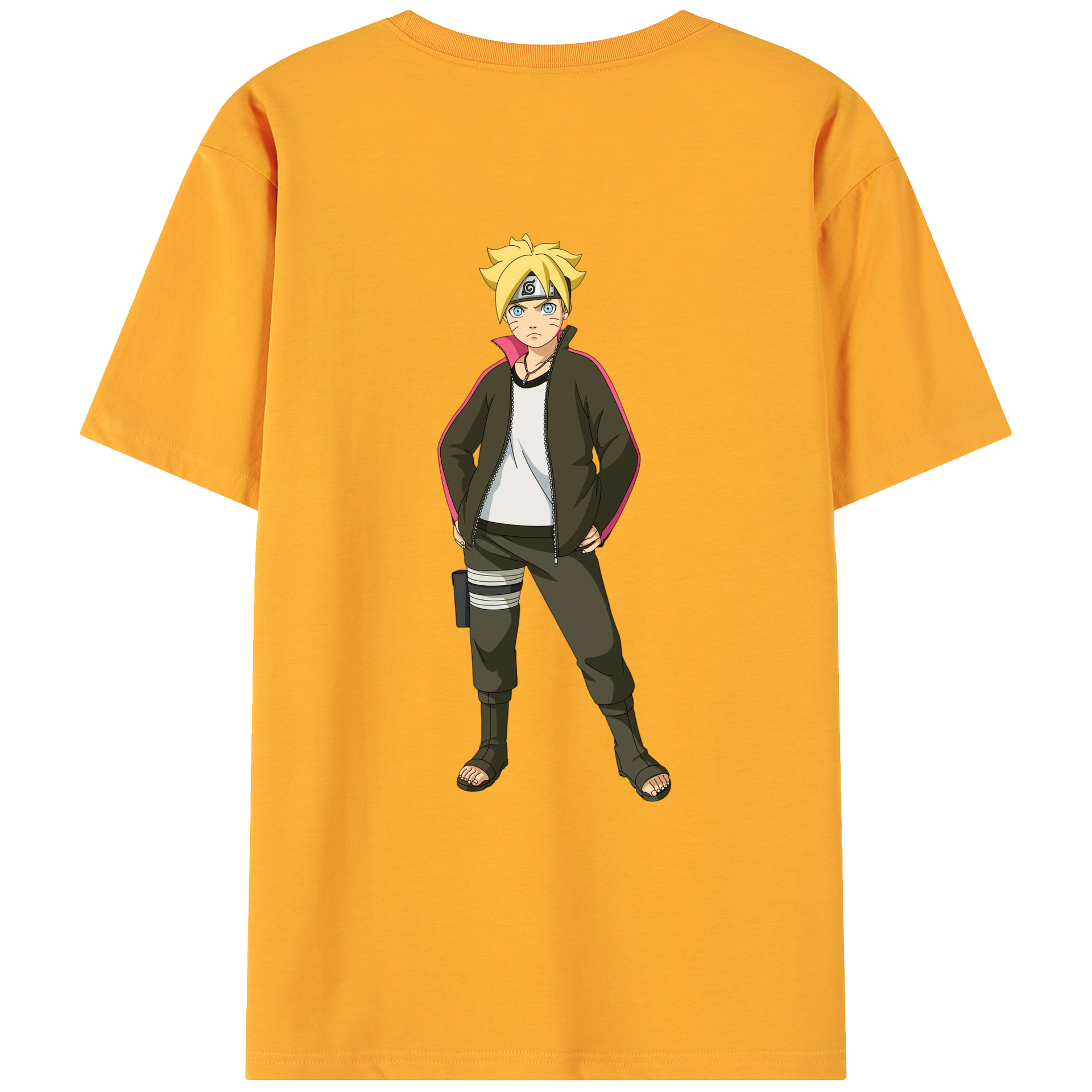 （画像用） NARUTO -ナルト- うずまき ボルト Uzumaki Boruto 綿100％ メンズ半袖Tシャツ（バックプリント） 通気性