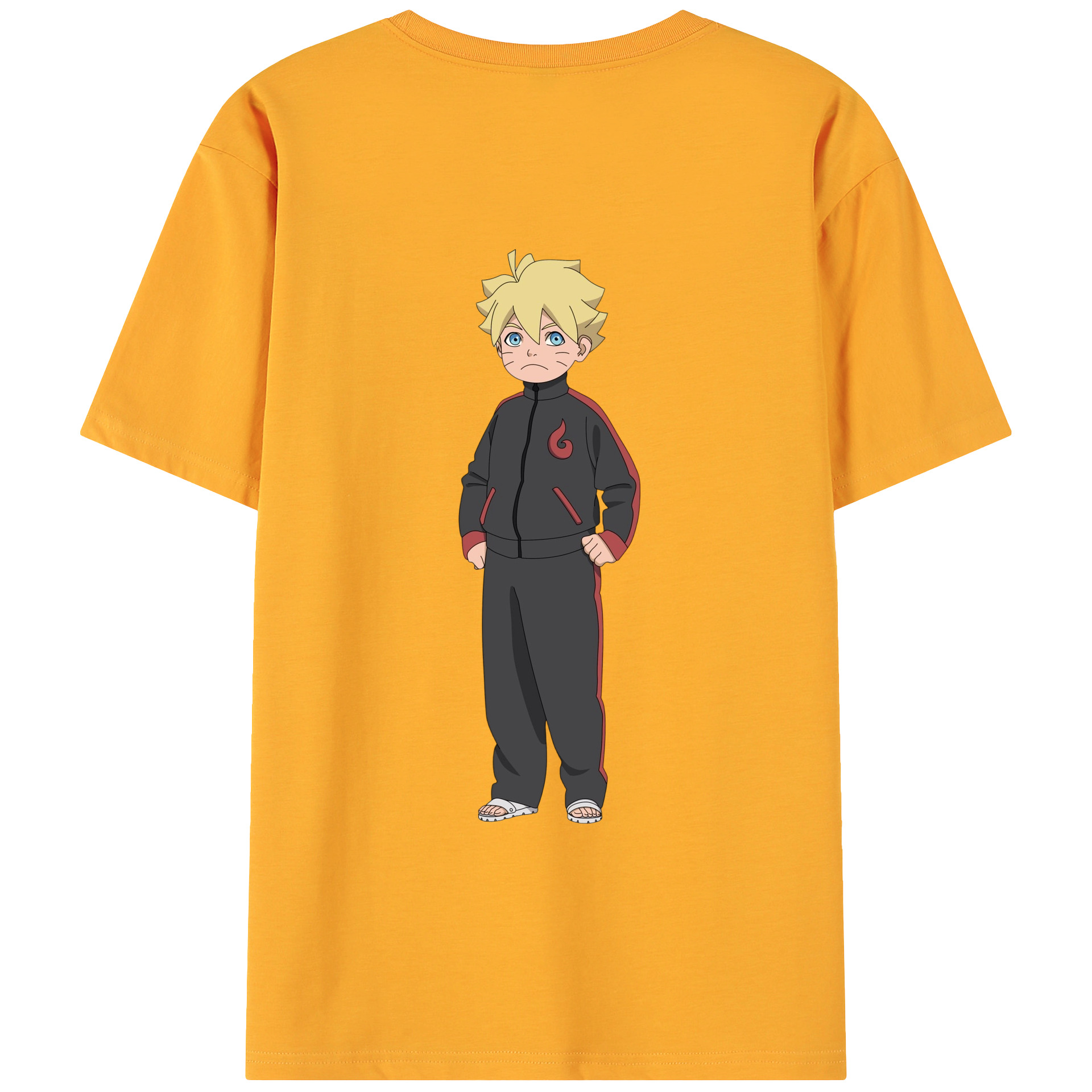 （画像用） NARUTO -ナルト- うずまき ボルト Uzumaki Boruto 綿100％ メンズ半袖Tシャツ（バックプリント） 通気性