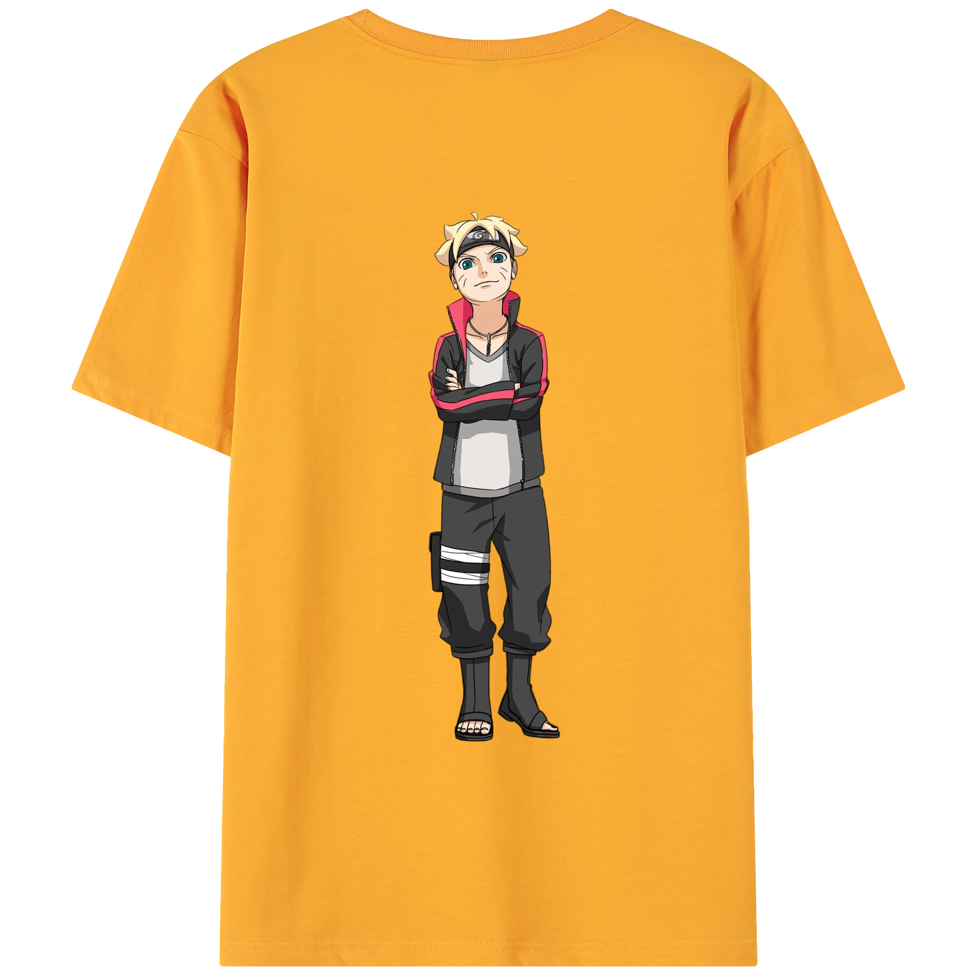（画像用） NARUTO -ナルト- うずまき ボルト Uzumaki Boruto 綿100％ メンズ半袖Tシャツ（バックプリント） 通気性