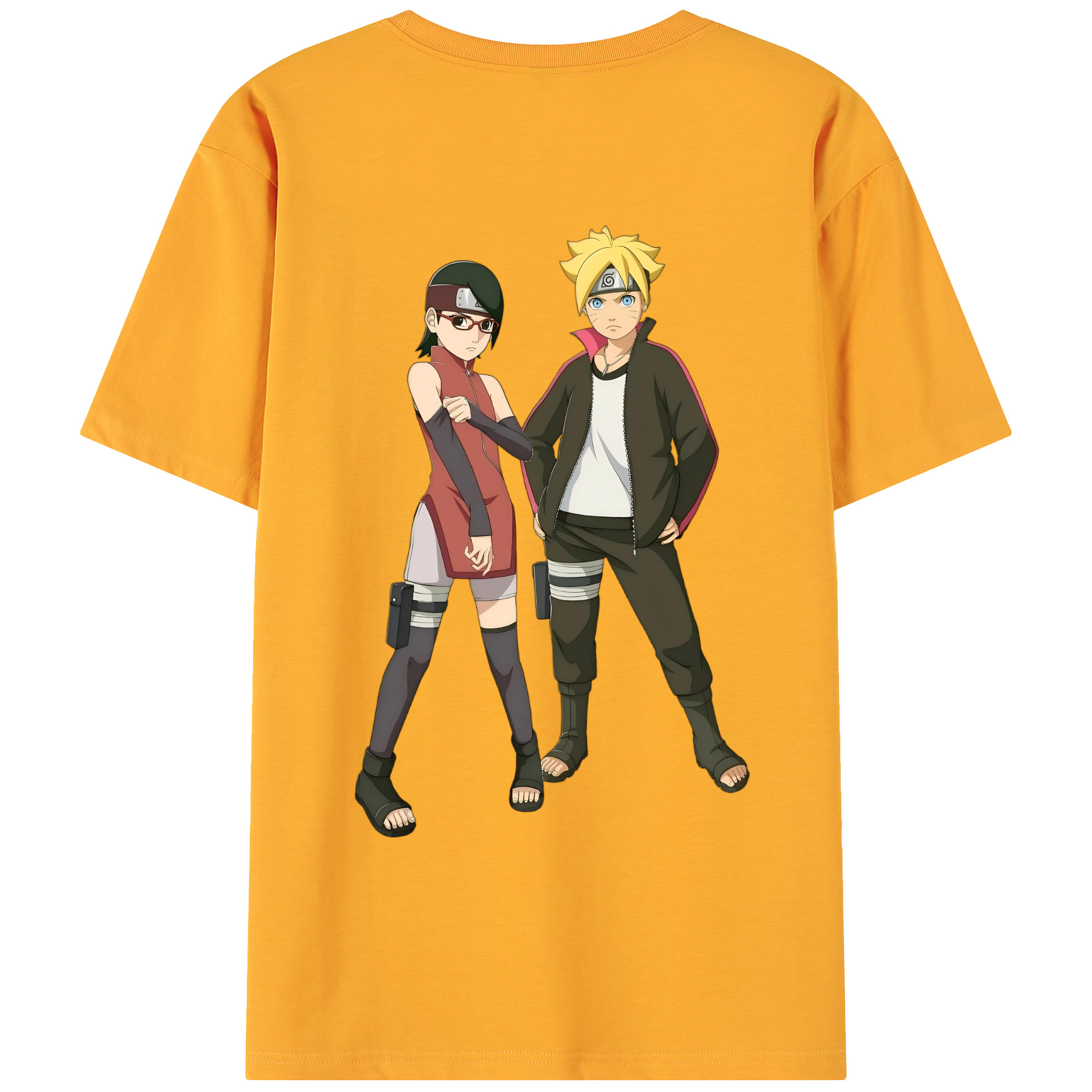 （画像用） NARUTO -ナルト- うずまき ボルト Uzumaki Boruto 綿100％ メンズ半袖Tシャツ（バックプリント） 通気性