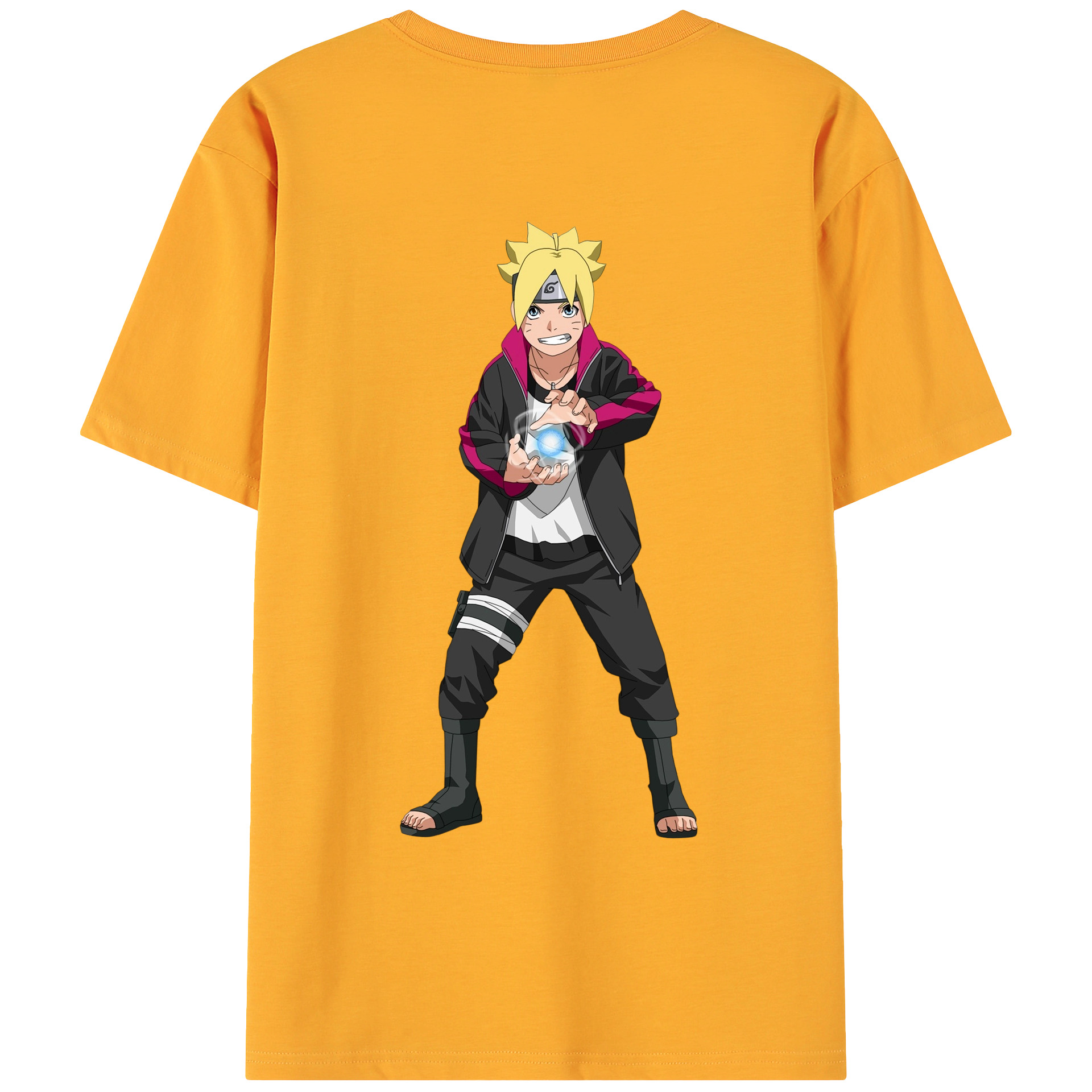 （画像用） NARUTO -ナルト- うずまき ボルト Uzumaki Boruto 綿100％ メンズ半袖Tシャツ（バックプリント） 通気性