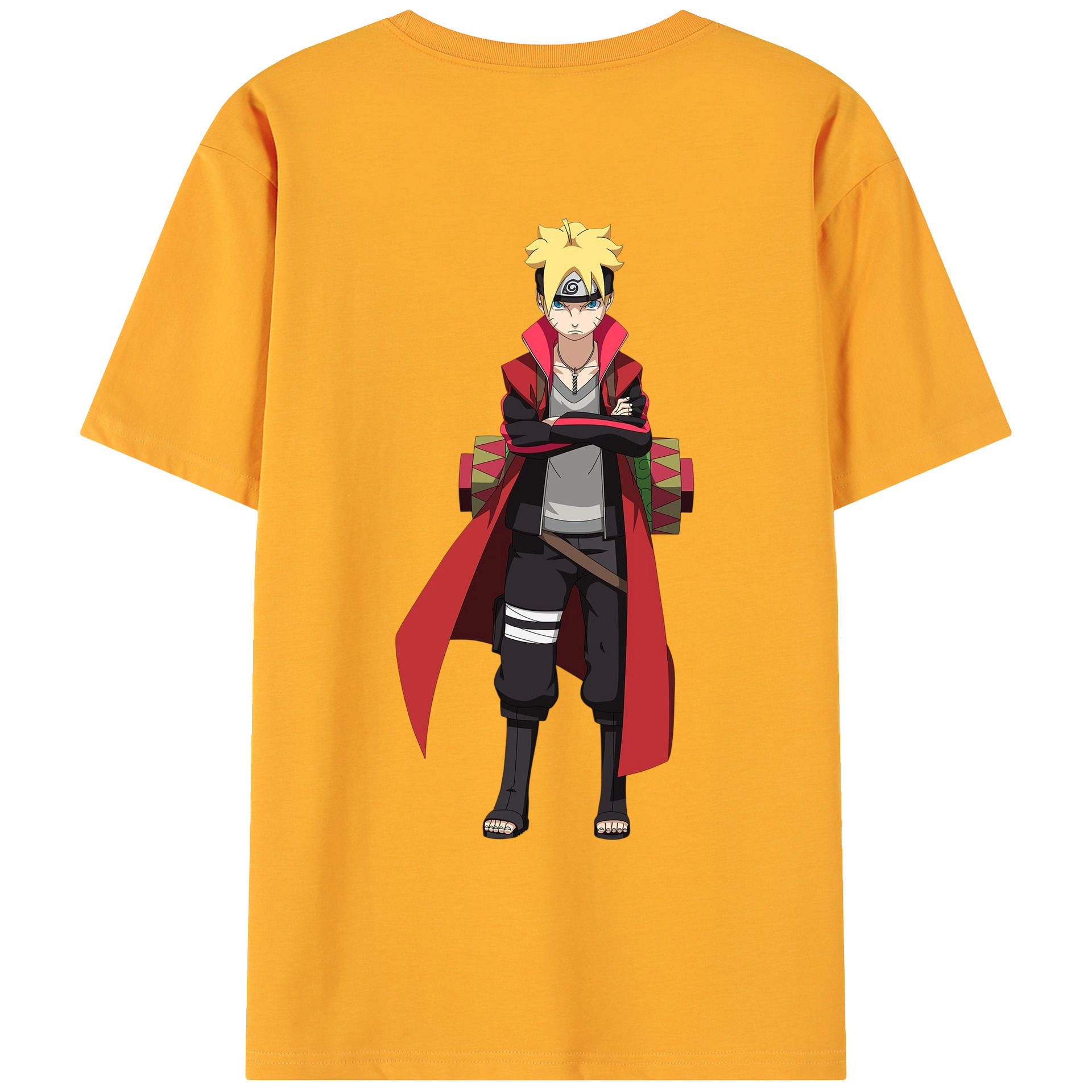 （画像用） NARUTO -ナルト- うずまき ボルト Uzumaki Boruto 綿100％ メンズ半袖Tシャツ（バックプリント） 通気性