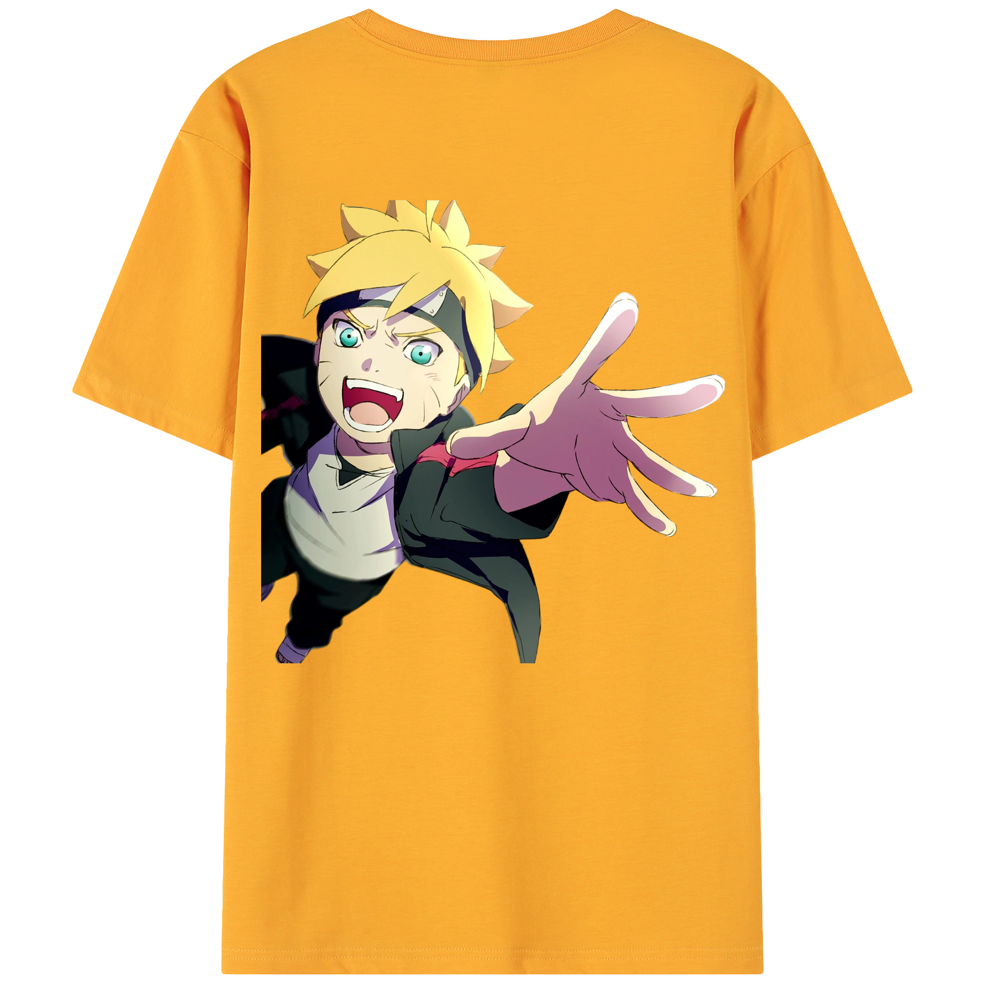 （画像用） NARUTO -ナルト- うずまき ボルト Uzumaki Boruto 綿100％ メンズ半袖Tシャツ（バックプリント） 通気性