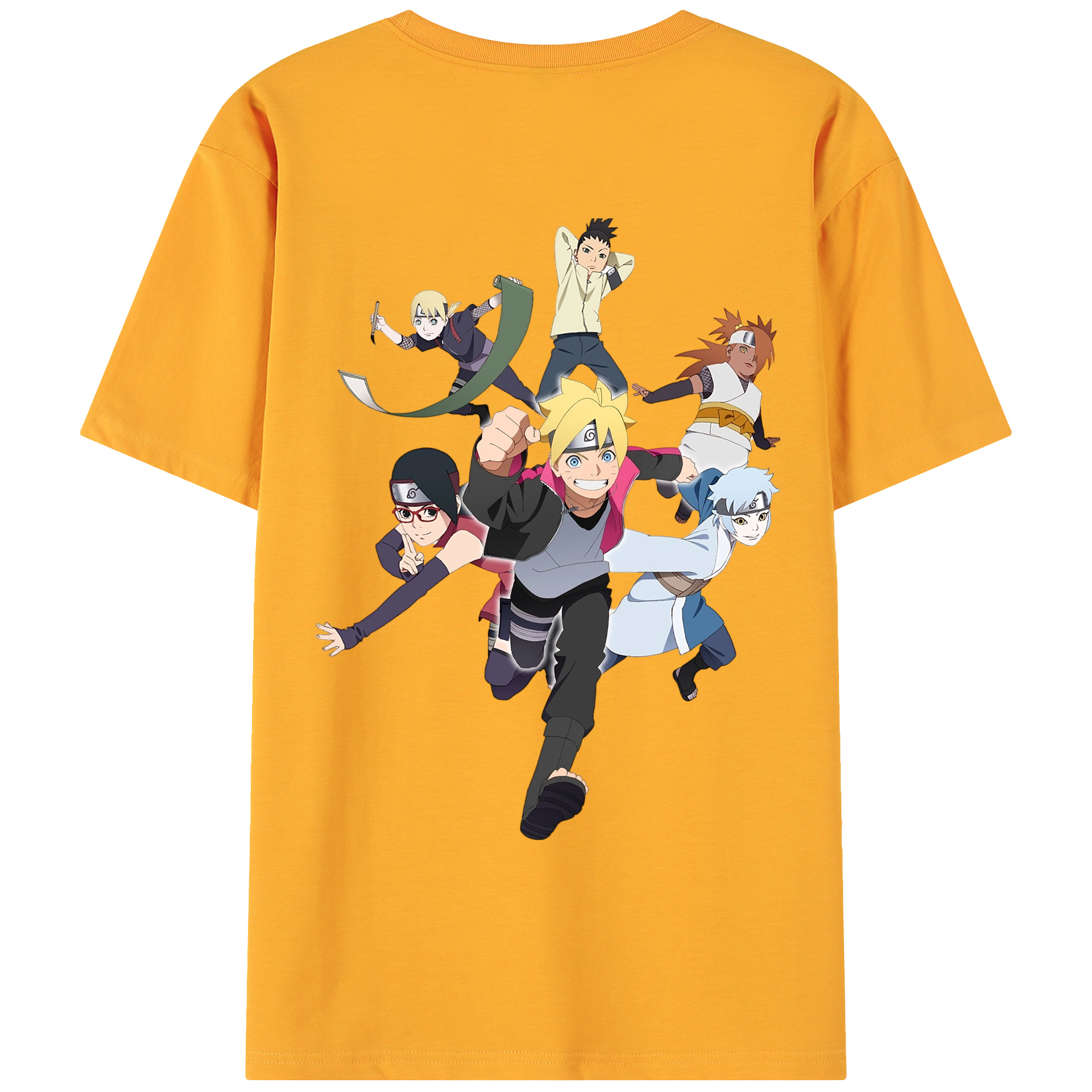 （画像用） NARUTO -ナルト- うずまき ボルト Uzumaki Boruto 綿100％ メンズ半袖Tシャツ（バックプリント） 通気性