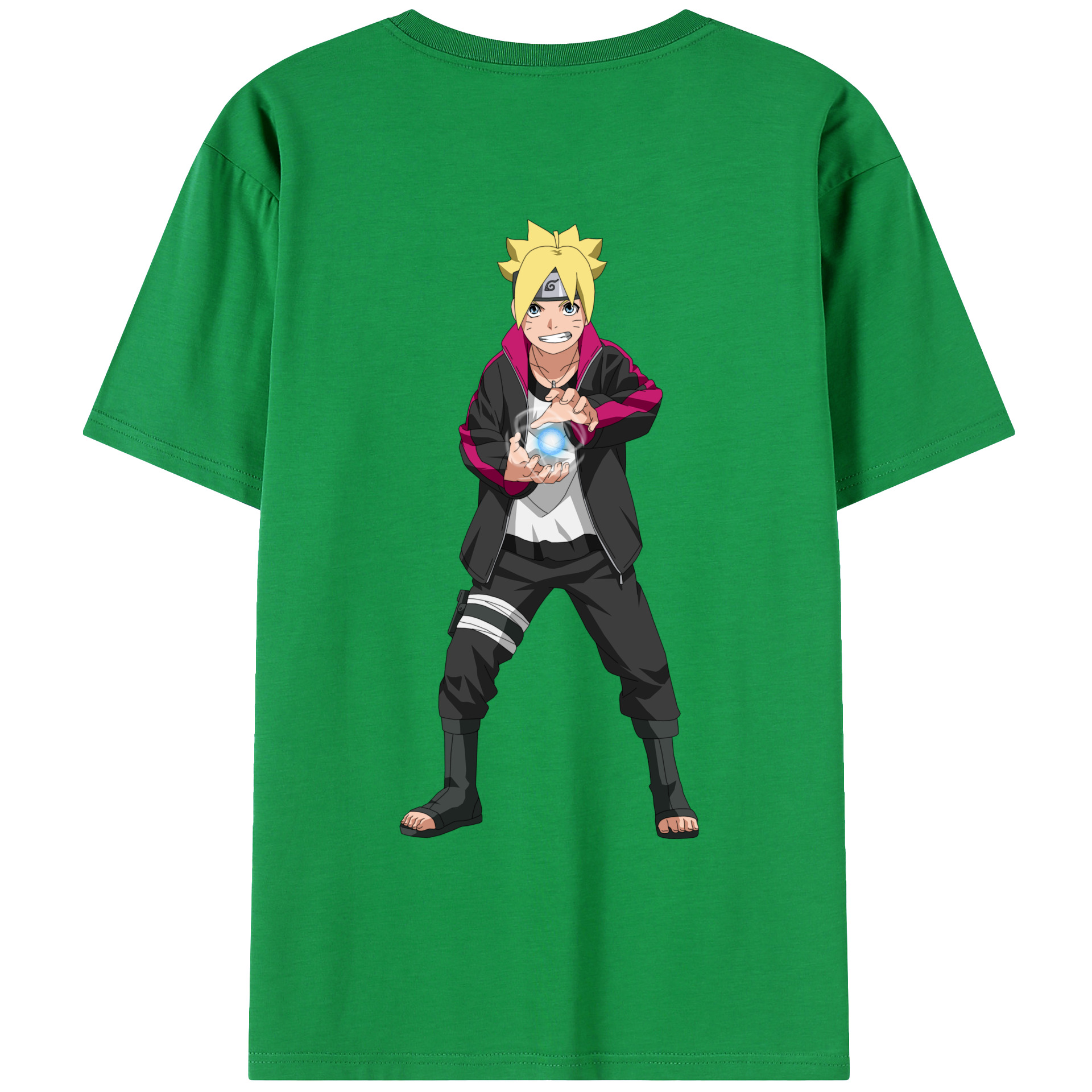 （画像用） NARUTO -ナルト- うずまき ボルト Uzumaki Boruto 綿100％ メンズ半袖Tシャツ（バックプリント） 通気性