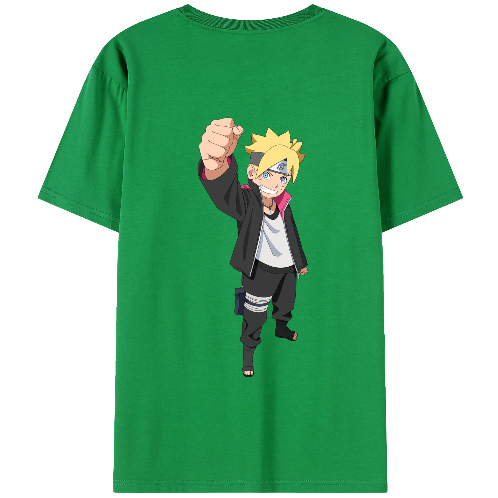 （画像用） NARUTO -ナルト- うずまき ボルト Uzumaki Boruto 綿100％ メンズ半袖Tシャツ（バックプリント） 通気性