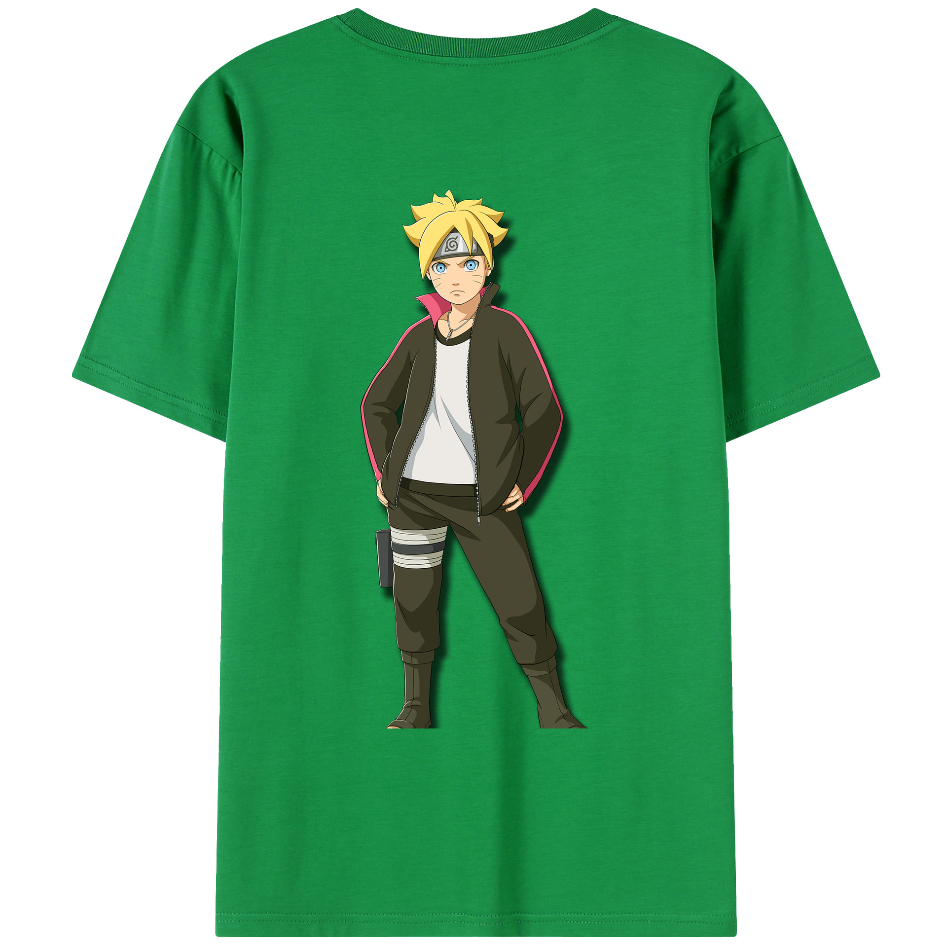 （画像用） NARUTO -ナルト- うずまき ボルト Uzumaki Boruto 綿100％ メンズ半袖Tシャツ（バックプリント） 通気性