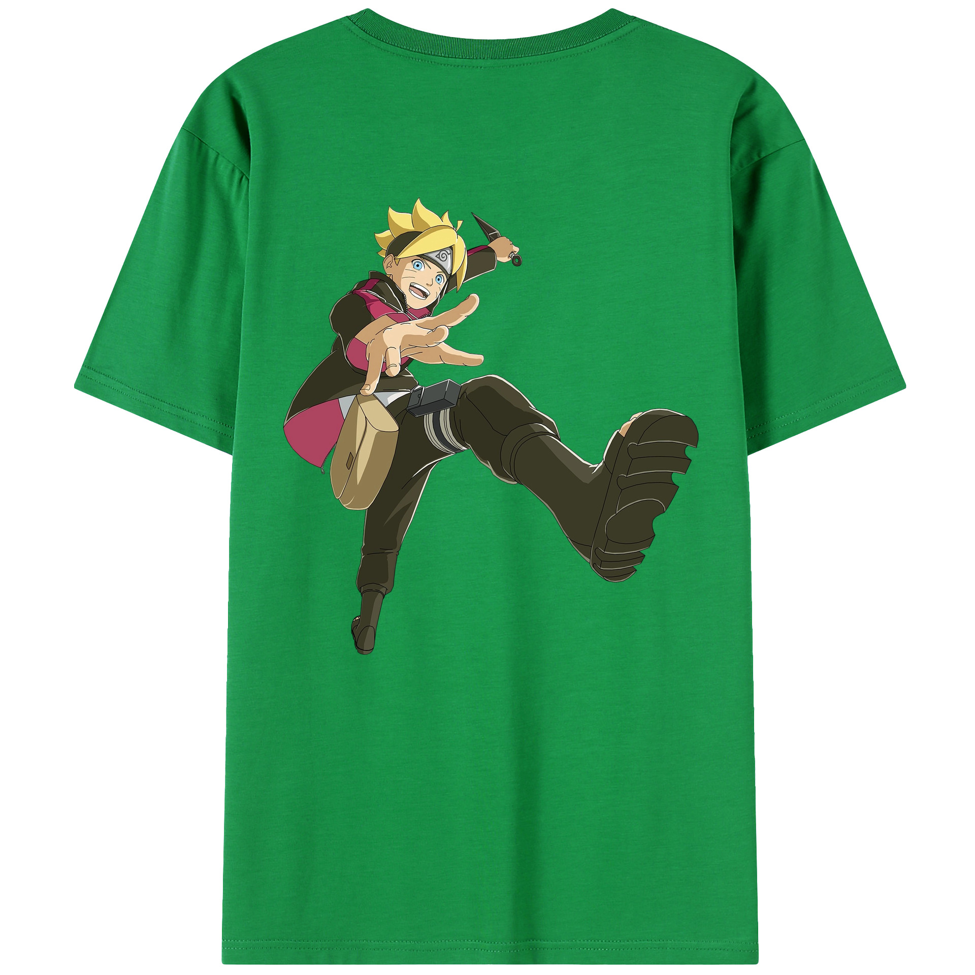 （画像用） NARUTO -ナルト- うずまき ボルト Uzumaki Boruto 綿100％ メンズ半袖Tシャツ（バックプリント） 通気性