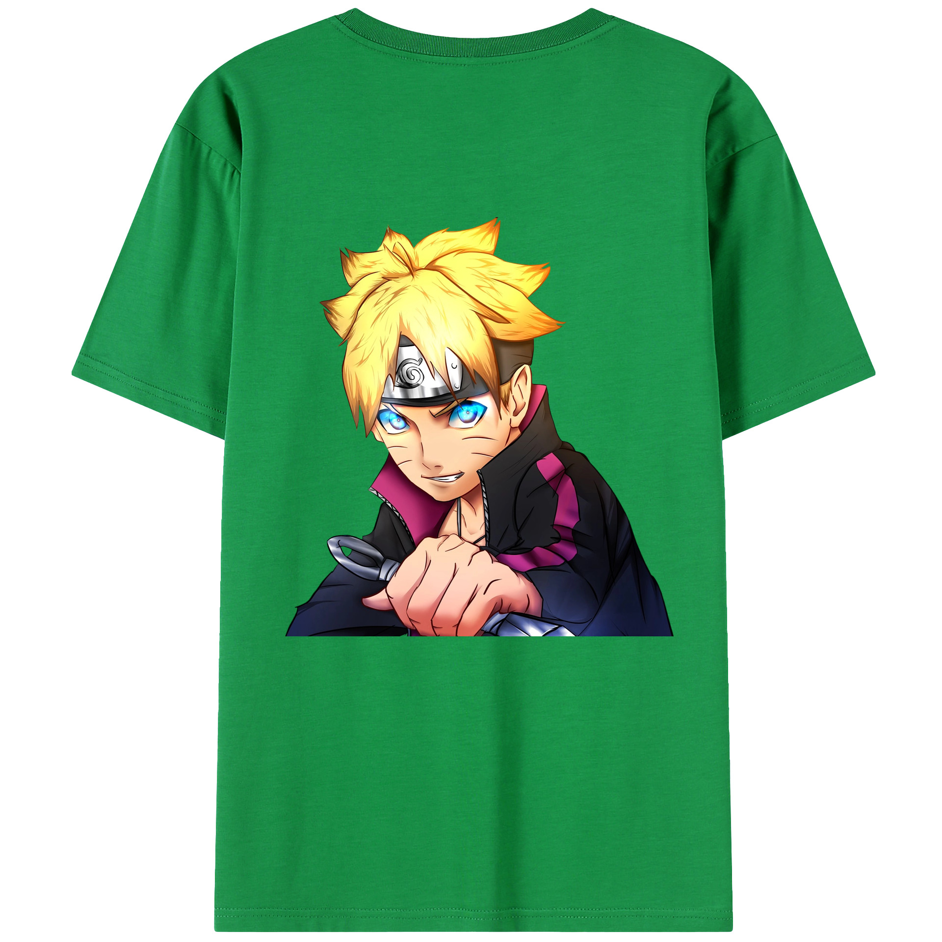 （画像用） NARUTO -ナルト- うずまき ボルト Uzumaki Boruto 綿100％ メンズ半袖Tシャツ（バックプリント） 通気性