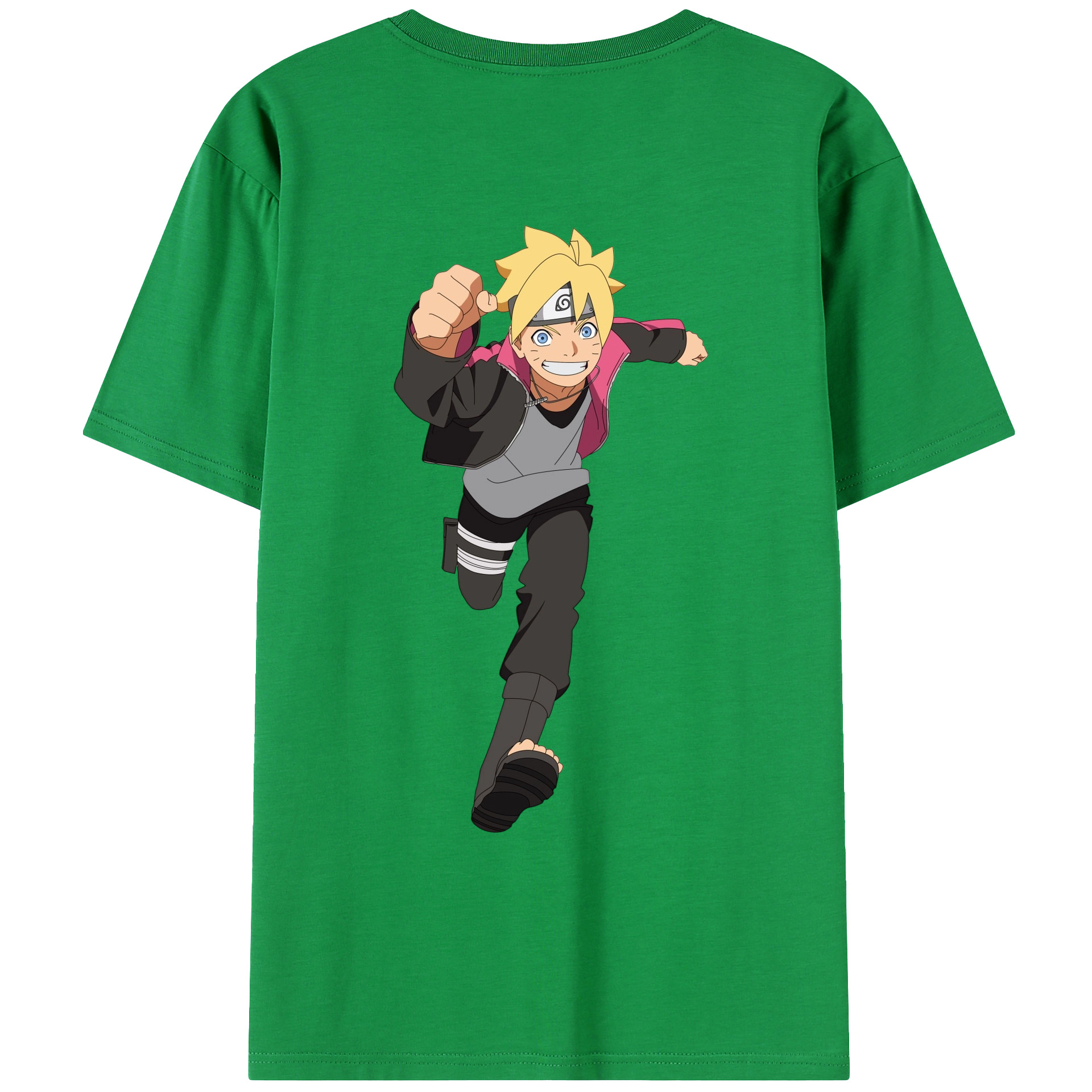 （画像用） NARUTO -ナルト- うずまき ボルト Uzumaki Boruto 綿100％ メンズ半袖Tシャツ（バックプリント） 通気性