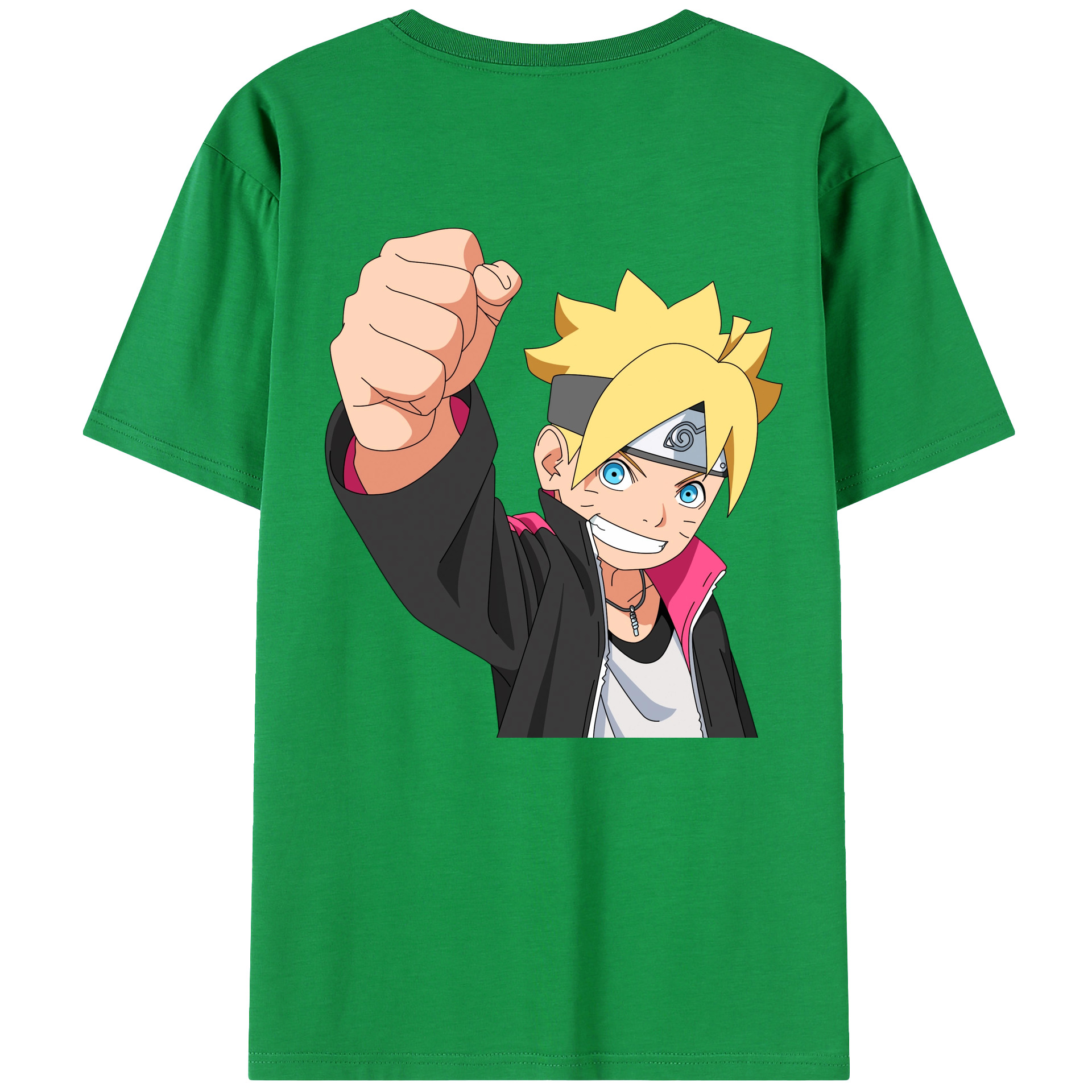 （画像用） NARUTO -ナルト- うずまき ボルト Uzumaki Boruto 綿100％ メンズ半袖Tシャツ（バックプリント） 通気性