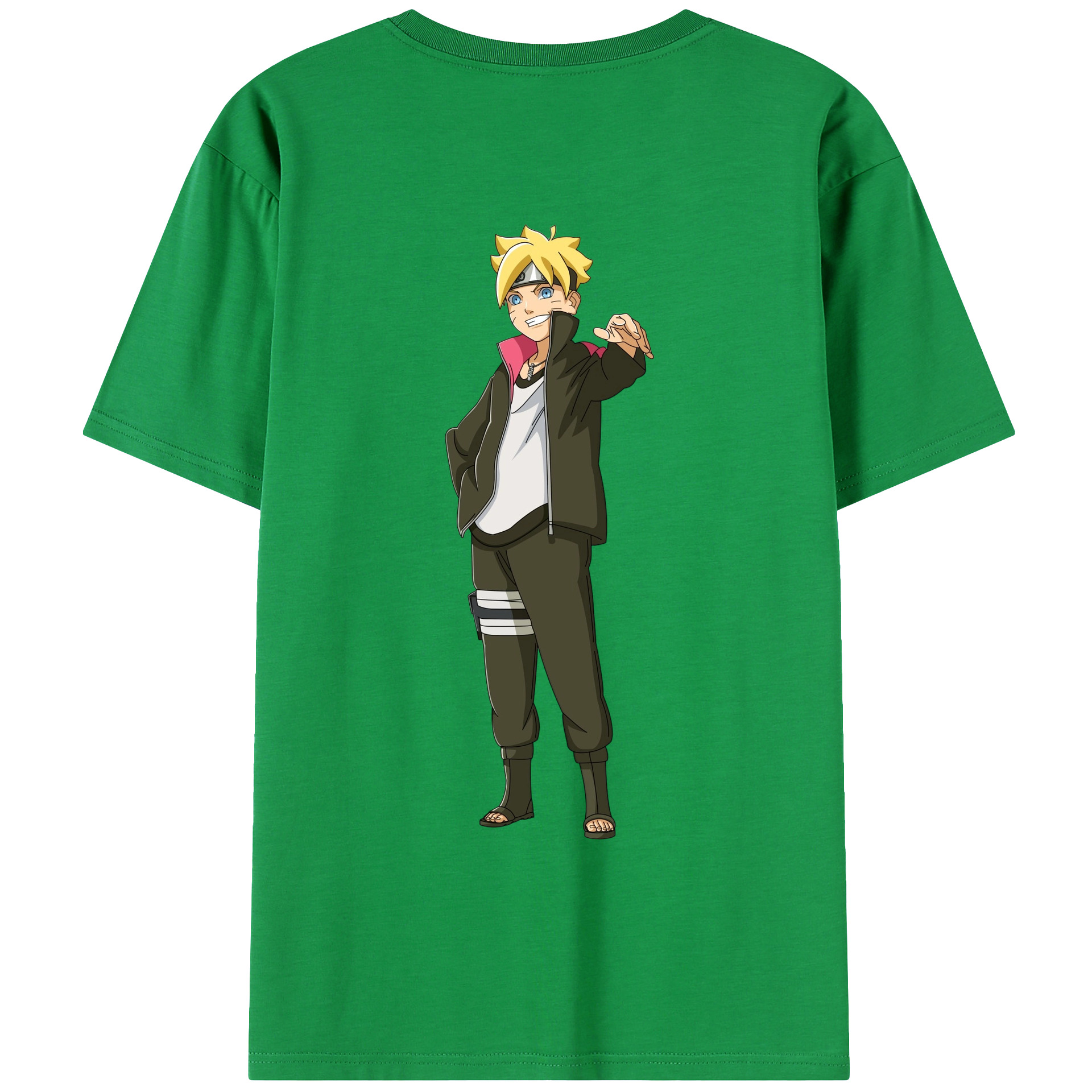 （画像用） NARUTO -ナルト- うずまき ボルト Uzumaki Boruto 綿100％ メンズ半袖Tシャツ（バックプリント） 通気性