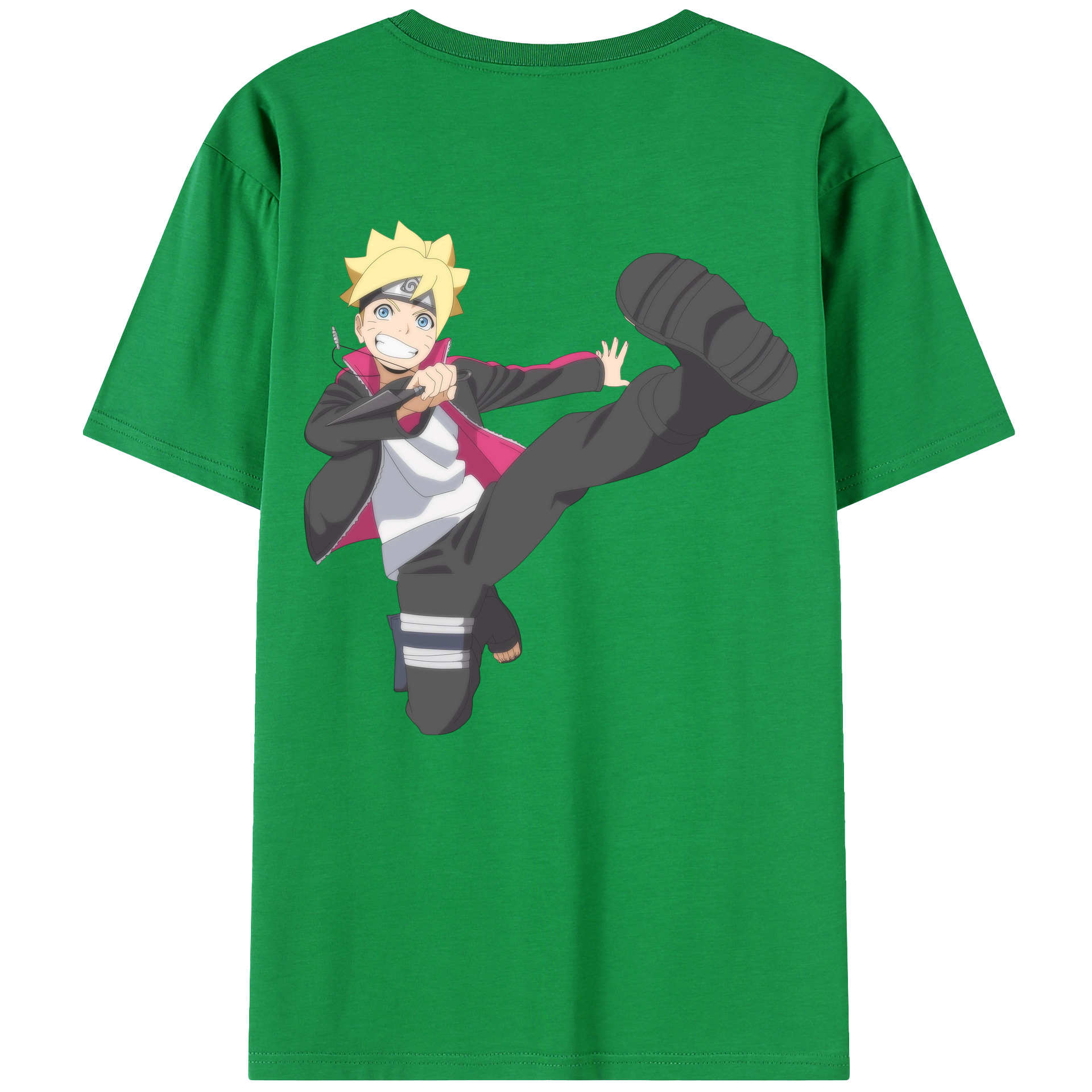 （画像用） NARUTO -ナルト- うずまき ボルト Uzumaki Boruto 綿100％ メンズ半袖Tシャツ（バックプリント） 通気性