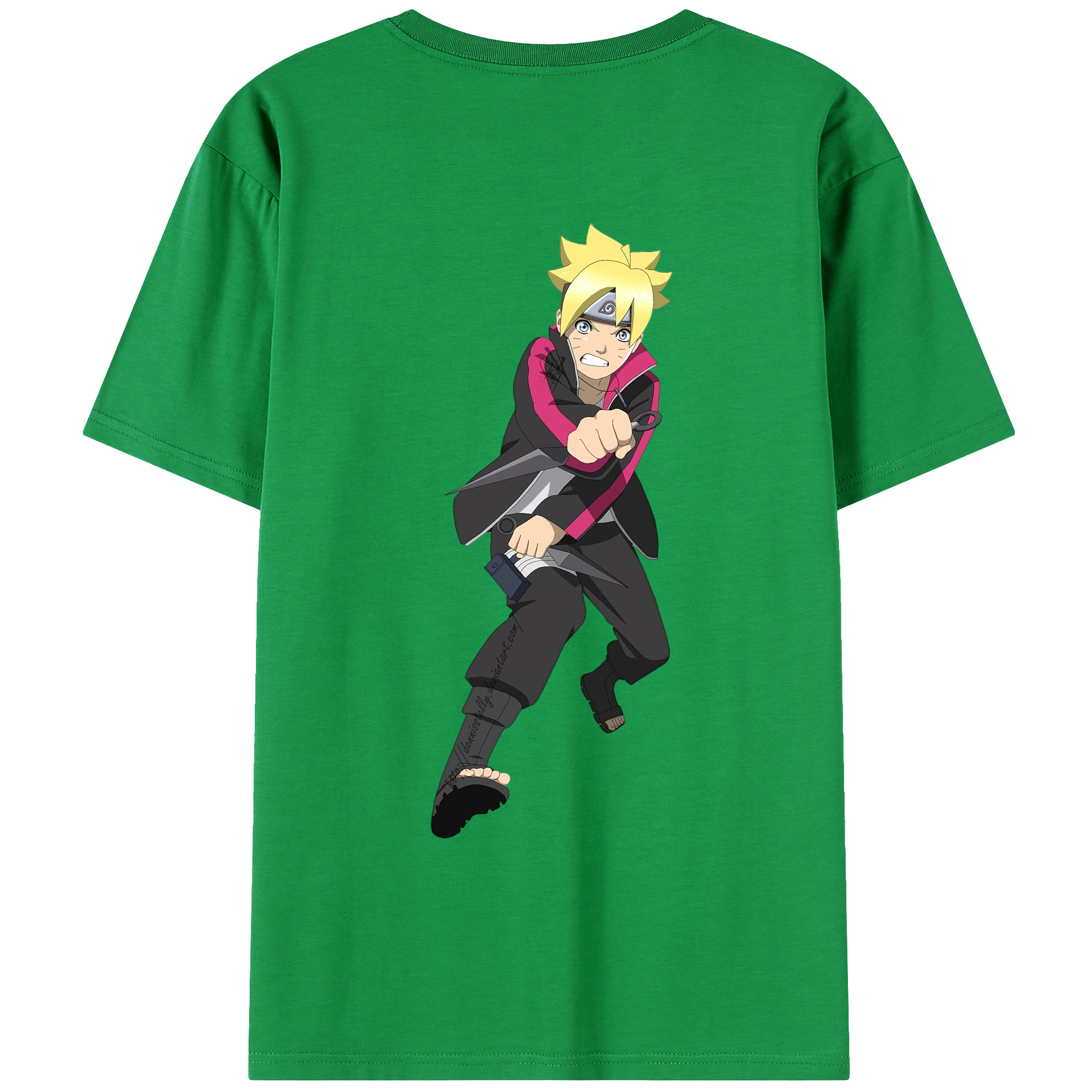 （画像用） NARUTO -ナルト- うずまき ボルト Uzumaki Boruto 綿100％ メンズ半袖Tシャツ（バックプリント） 通気性