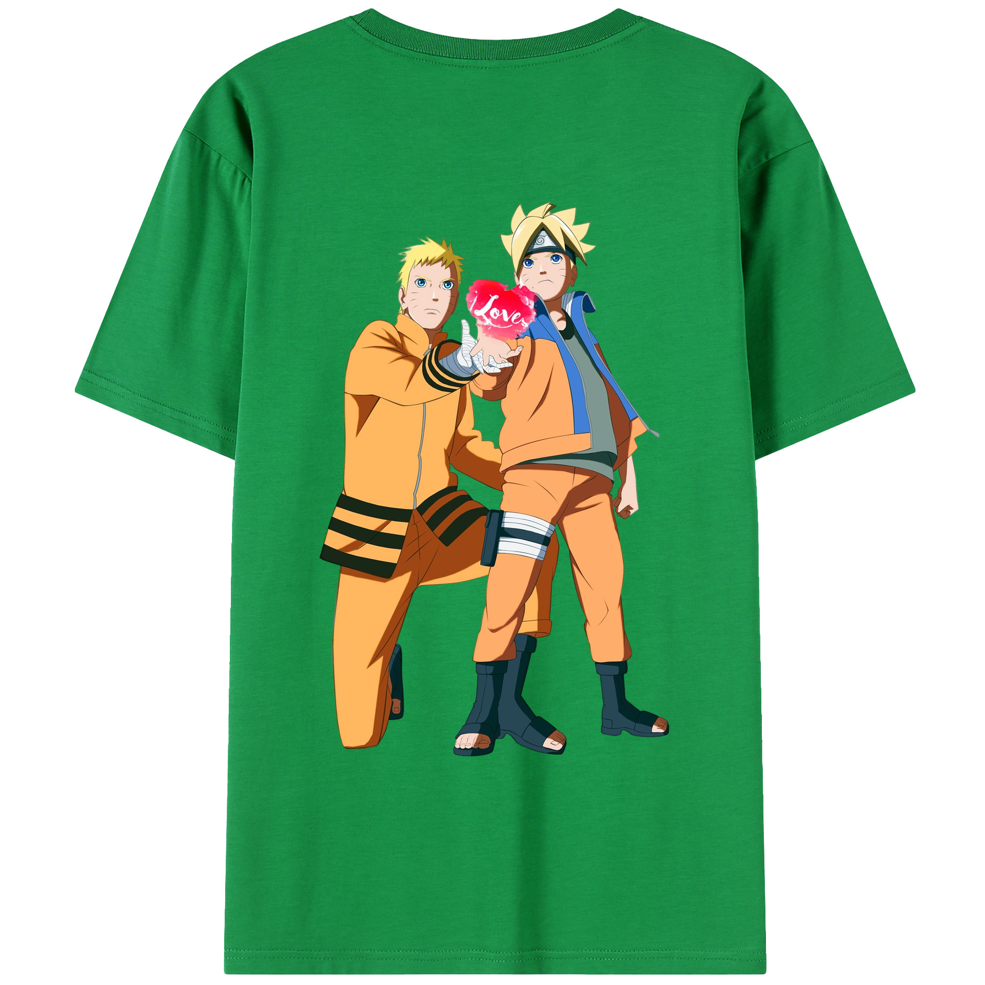 （画像用） NARUTO -ナルト- うずまき ボルト Uzumaki Boruto 綿100％ メンズ半袖Tシャツ（バックプリント） 通気性