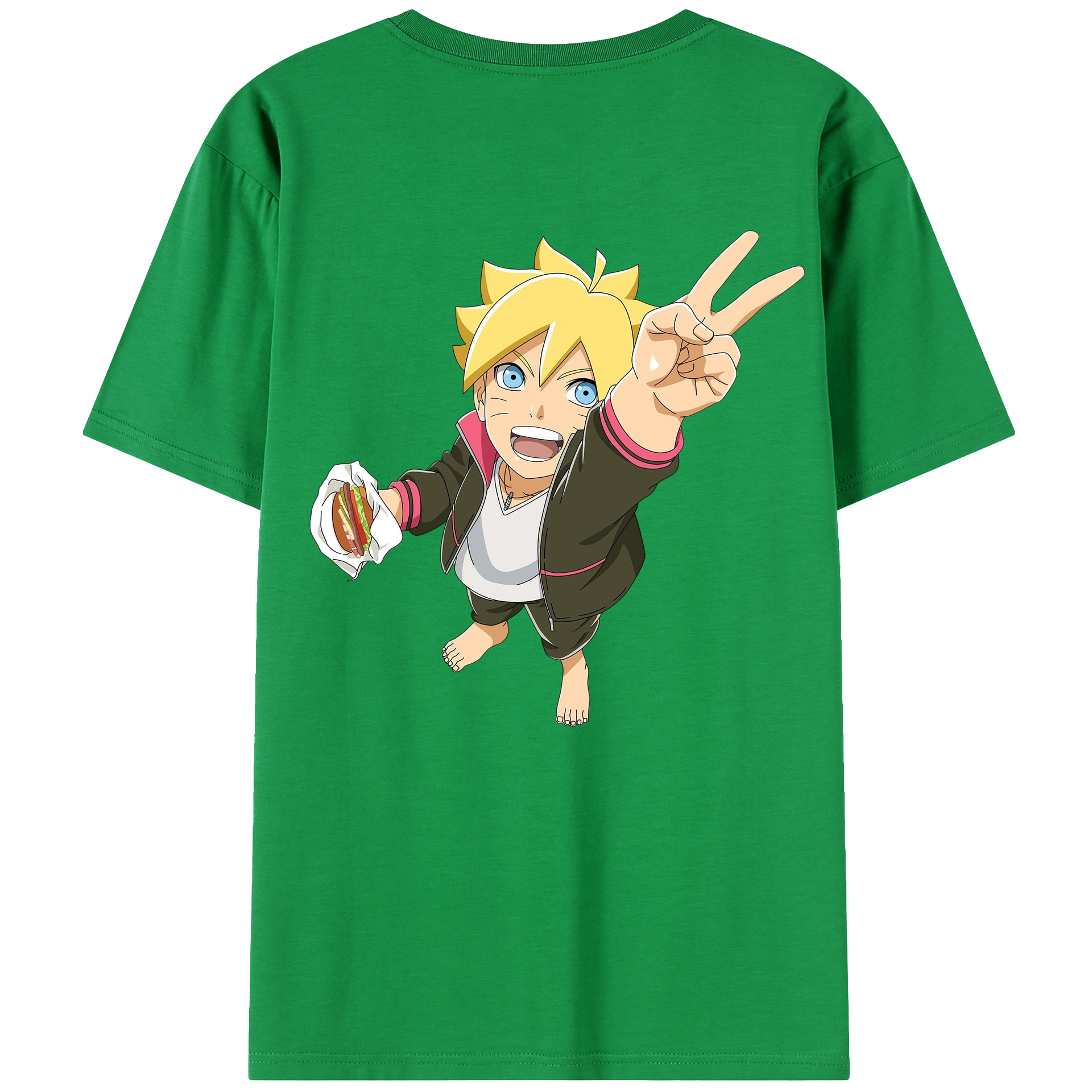 （画像用） NARUTO -ナルト- うずまき ボルト Uzumaki Boruto 綿100％ メンズ半袖Tシャツ（バックプリント） 通気性