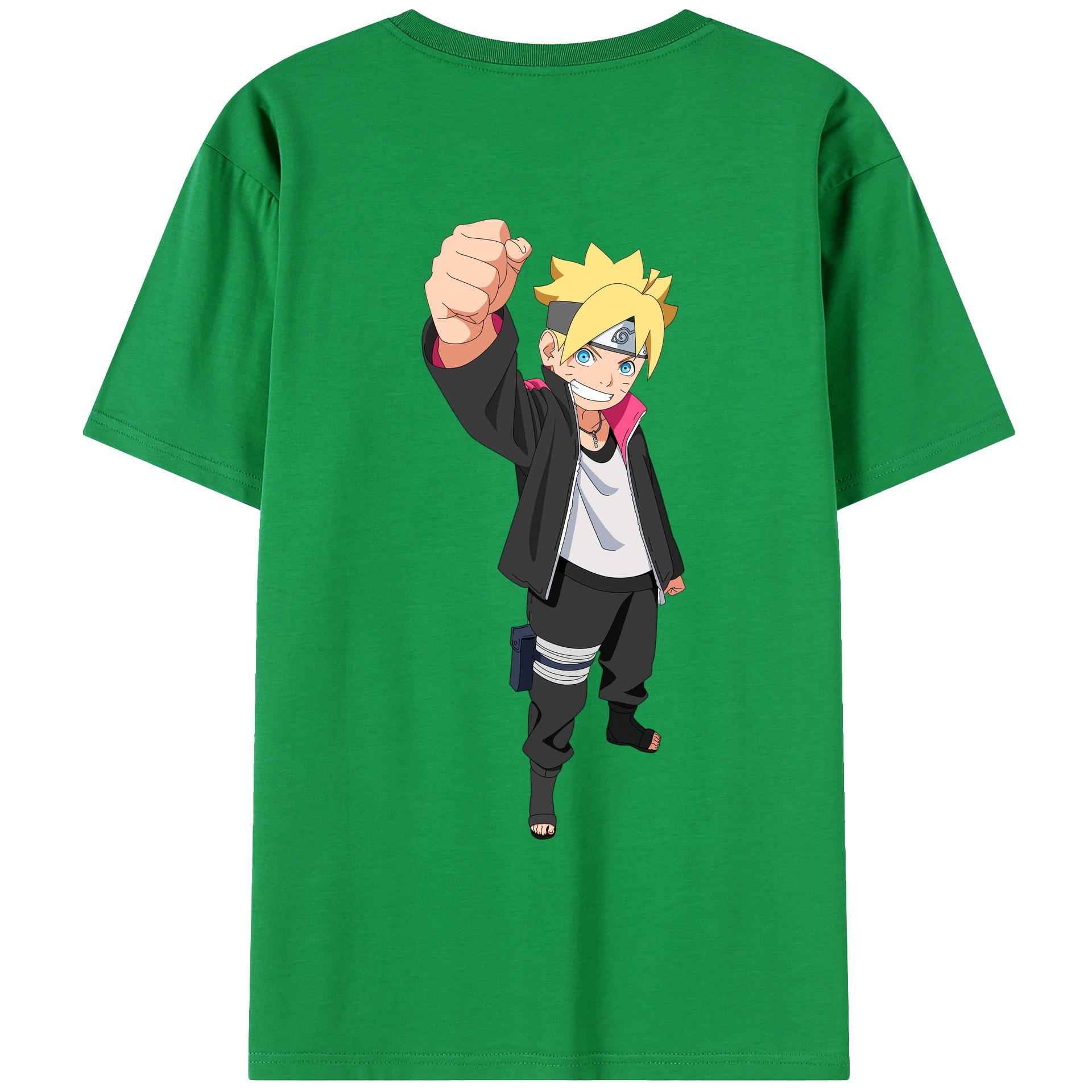 （画像用） NARUTO -ナルト- うずまき ボルト Uzumaki Boruto 綿100％ メンズ半袖Tシャツ（バックプリント） 通気性
