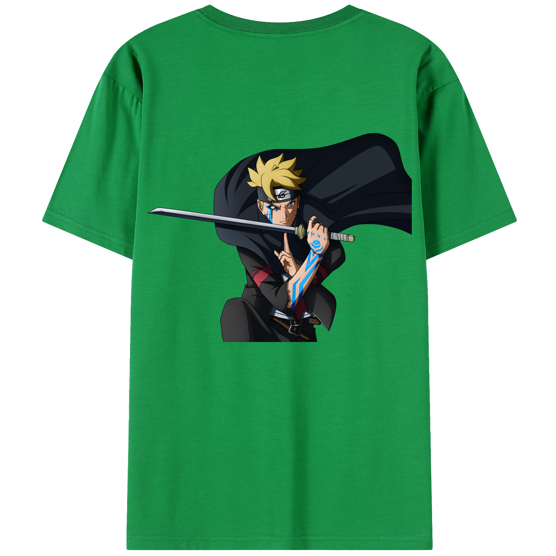（画像用） NARUTO -ナルト- うずまき ボルト Uzumaki Boruto 綿100％ メンズ半袖Tシャツ（バックプリント） 通気性