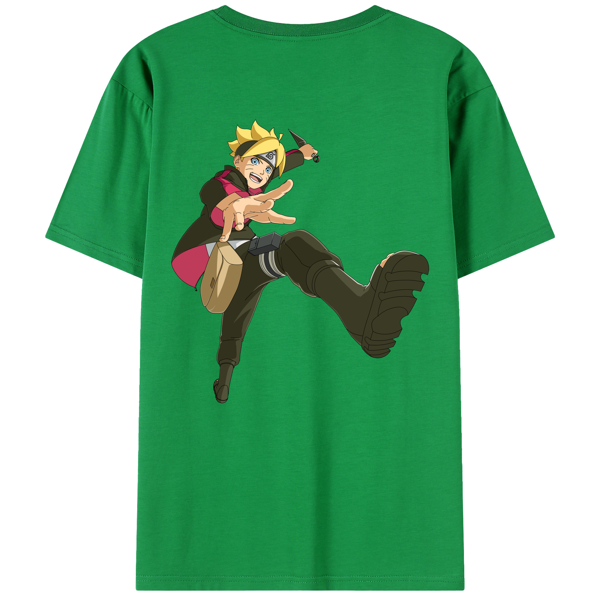（画像用） NARUTO -ナルト- うずまき ボルト Uzumaki Boruto 綿100％ メンズ半袖Tシャツ（バックプリント） 通気性