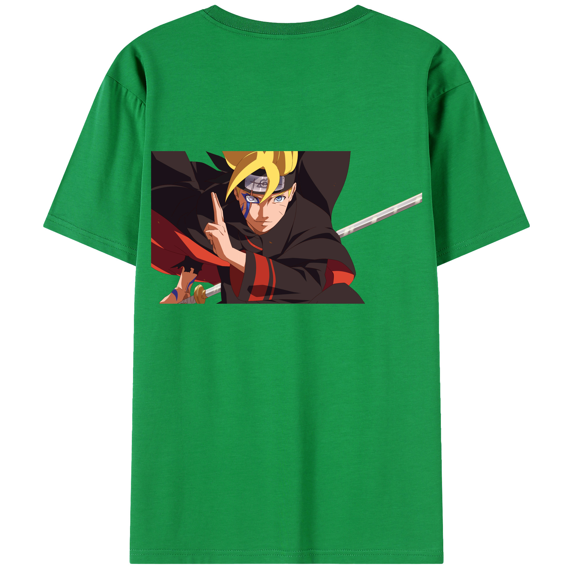 （画像用） NARUTO -ナルト- うずまき ボルト Uzumaki Boruto 綿100％ メンズ半袖Tシャツ（バックプリント） 通気性