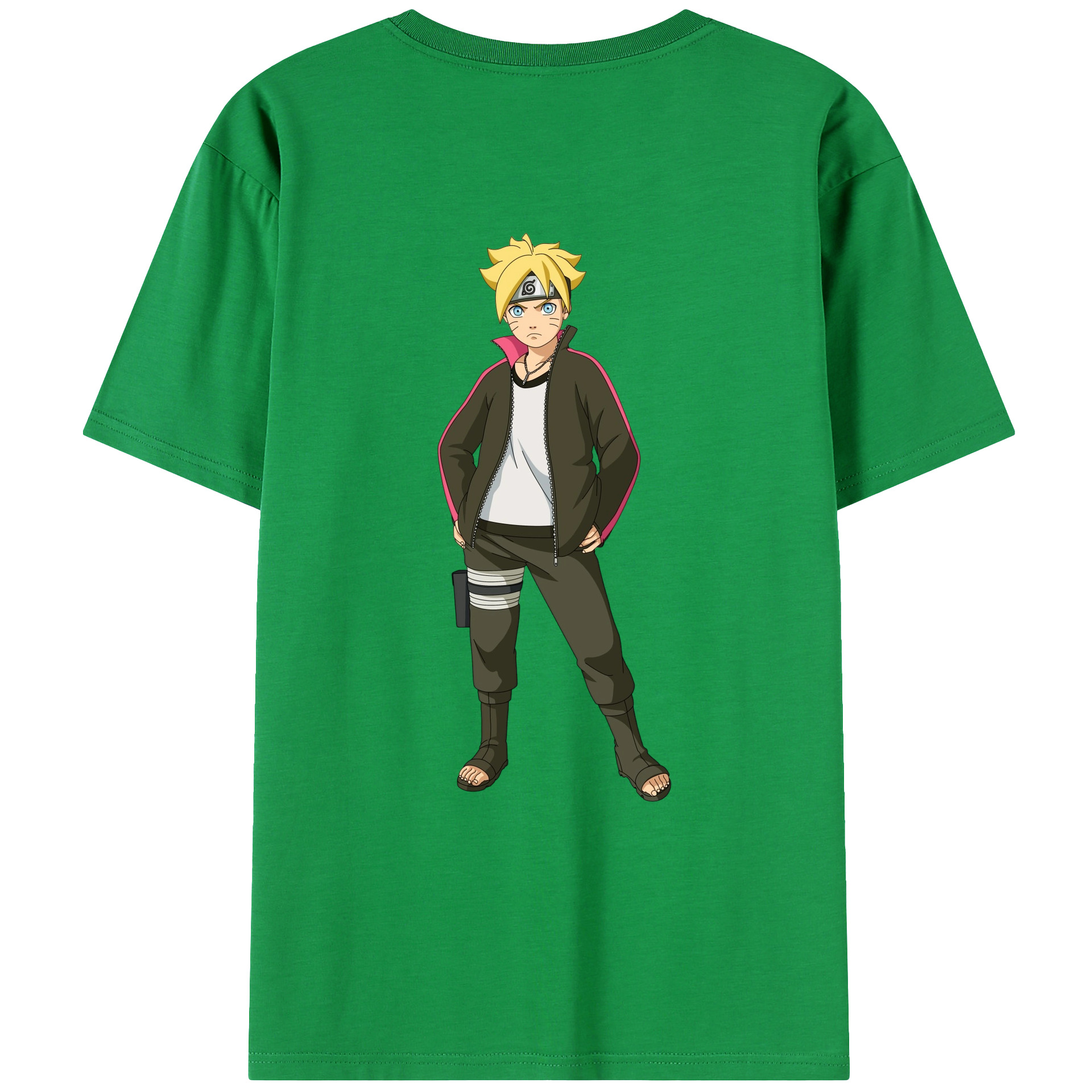 （画像用） NARUTO -ナルト- うずまき ボルト Uzumaki Boruto 綿100％ メンズ半袖Tシャツ（バックプリント） 通気性