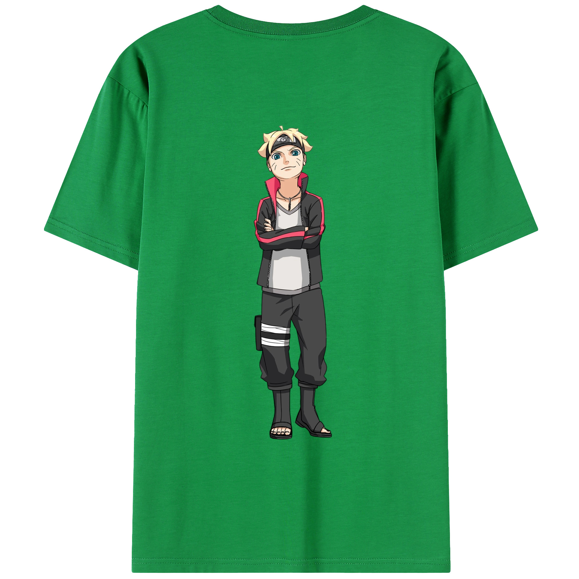 （画像用） NARUTO -ナルト- うずまき ボルト Uzumaki Boruto 綿100％ メンズ半袖Tシャツ（バックプリント） 通気性