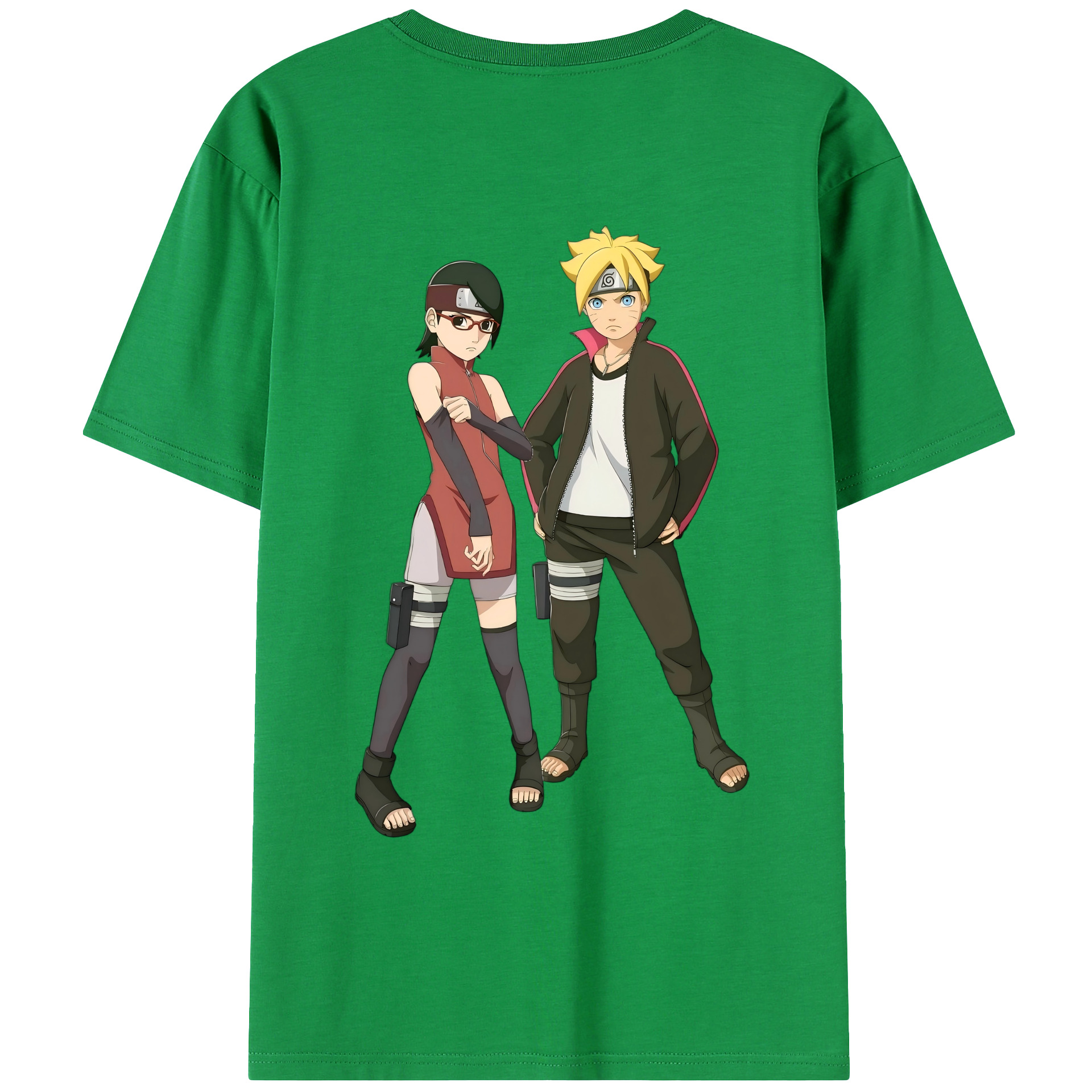 （画像用） NARUTO -ナルト- うずまき ボルト Uzumaki Boruto 綿100％ メンズ半袖Tシャツ（バックプリント） 通気性