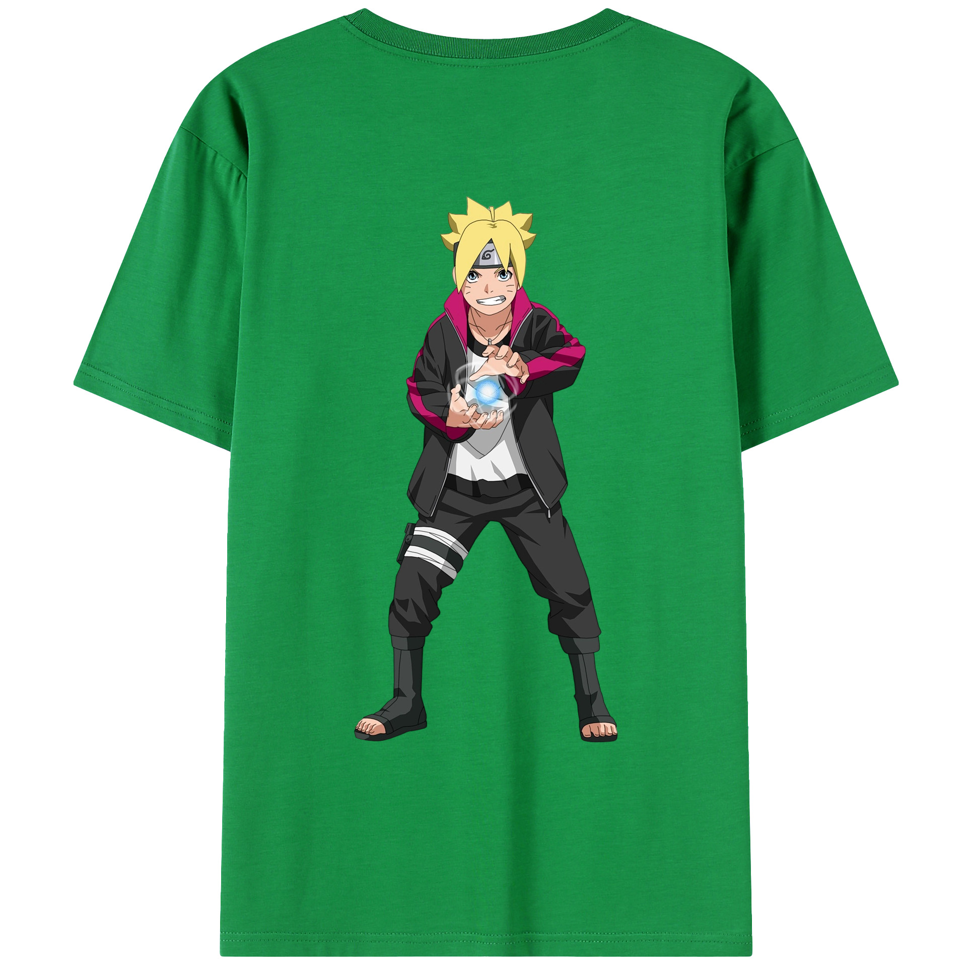（画像用） NARUTO -ナルト- うずまき ボルト Uzumaki Boruto 綿100％ メンズ半袖Tシャツ（バックプリント） 通気性