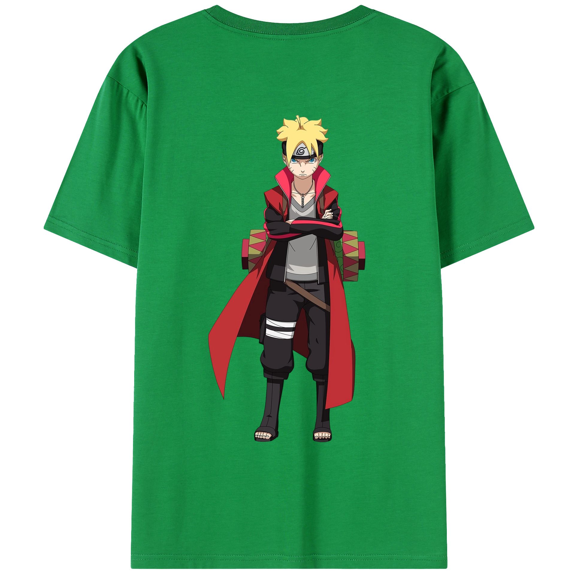 （画像用） NARUTO -ナルト- うずまき ボルト Uzumaki Boruto 綿100％ メンズ半袖Tシャツ（バックプリント） 通気性