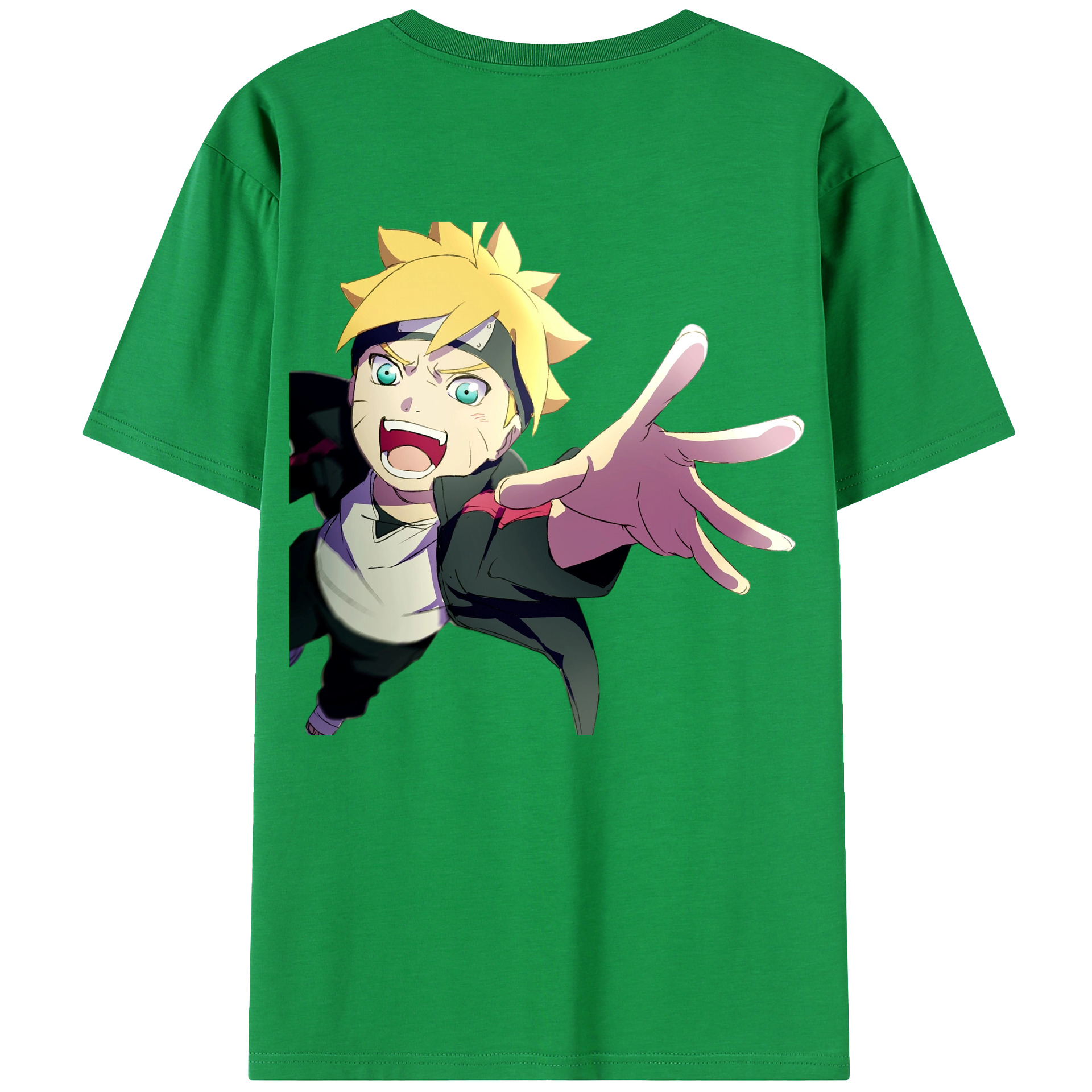 （画像用） NARUTO -ナルト- うずまき ボルト Uzumaki Boruto 綿100％ メンズ半袖Tシャツ（バックプリント） 通気性