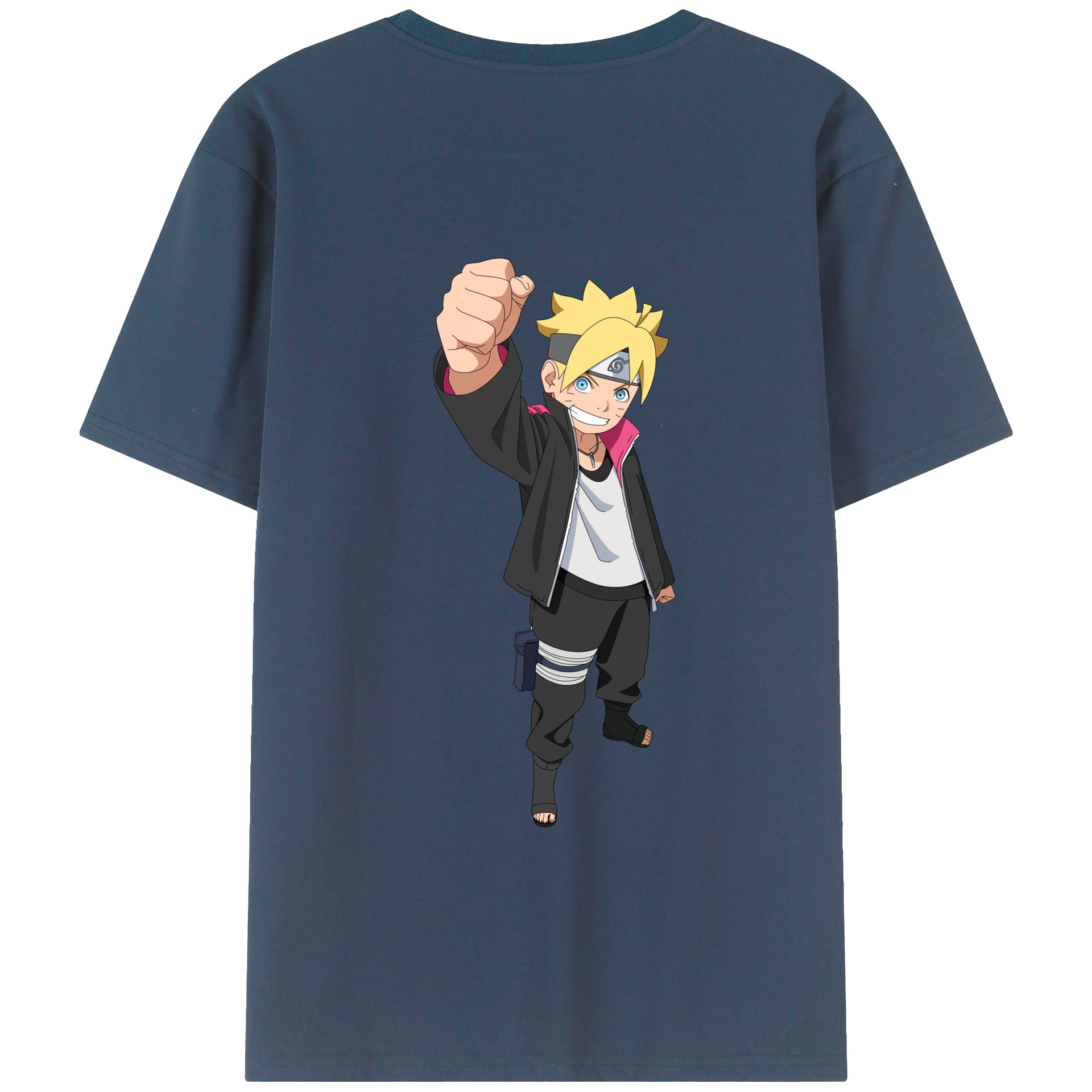 （画像用） NARUTO -ナルト- うずまき ボルト Uzumaki Boruto 綿100％ メンズ半袖Tシャツ（バックプリント） 通気性