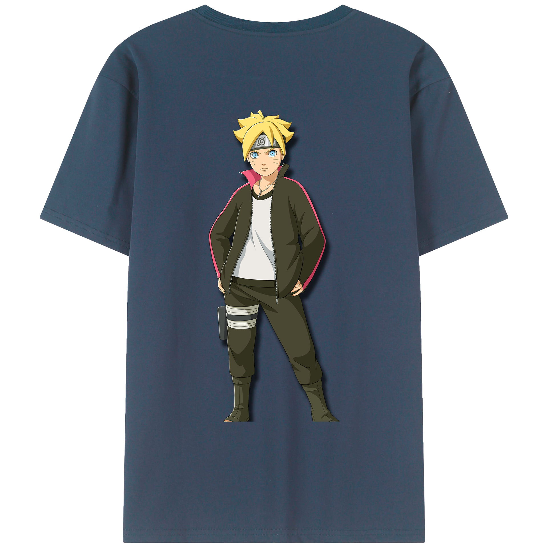 （画像用） NARUTO -ナルト- うずまき ボルト Uzumaki Boruto 綿100％ メンズ半袖Tシャツ（バックプリント） 通気性