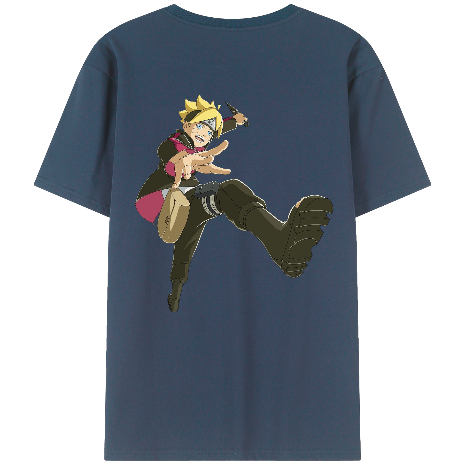 （画像用） NARUTO -ナルト- うずまき ボルト Uzumaki Boruto 綿100％ メンズ半袖Tシャツ（バックプリント） 通気性