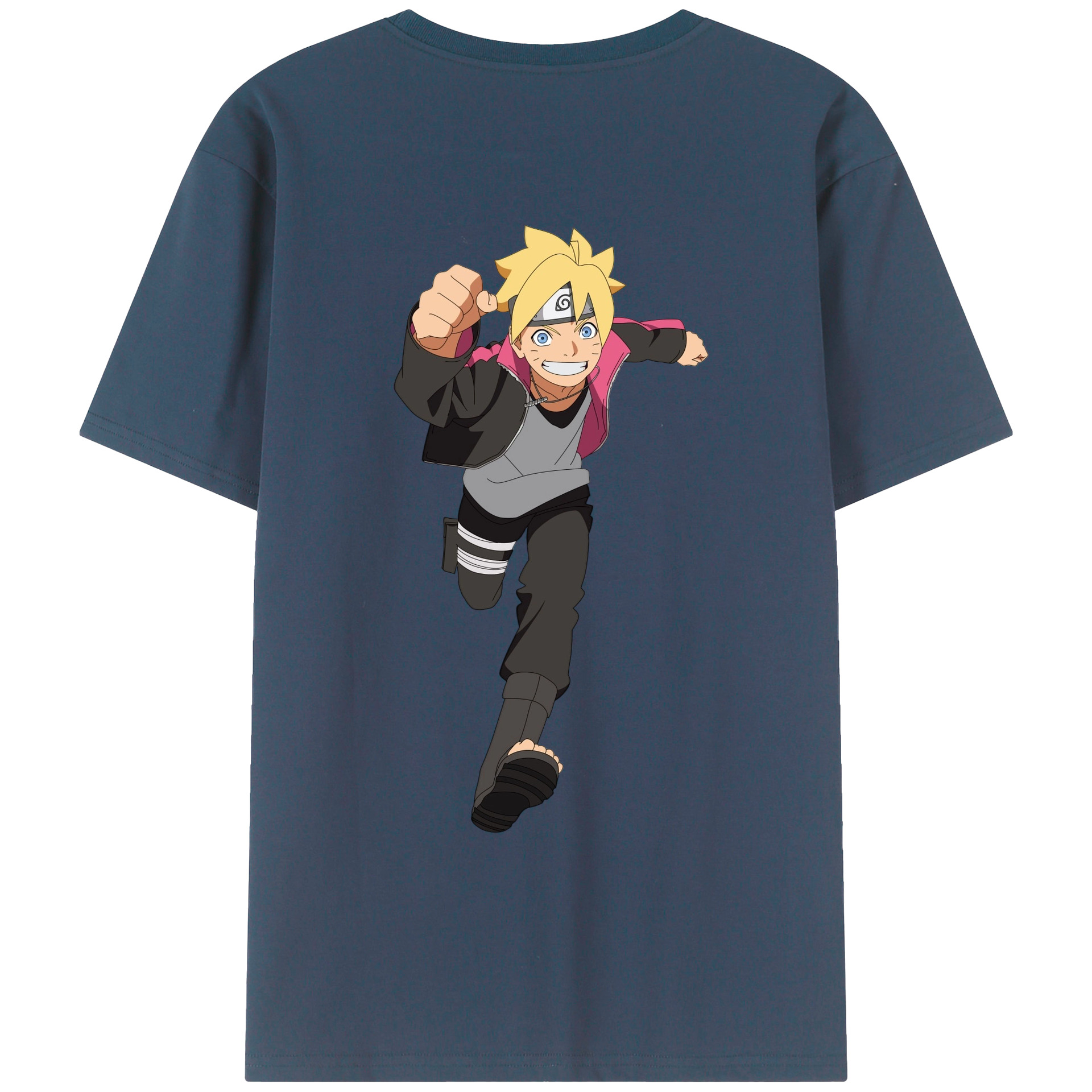 （画像用） NARUTO -ナルト- うずまき ボルト Uzumaki Boruto 綿100％ メンズ半袖Tシャツ（バックプリント） 通気性