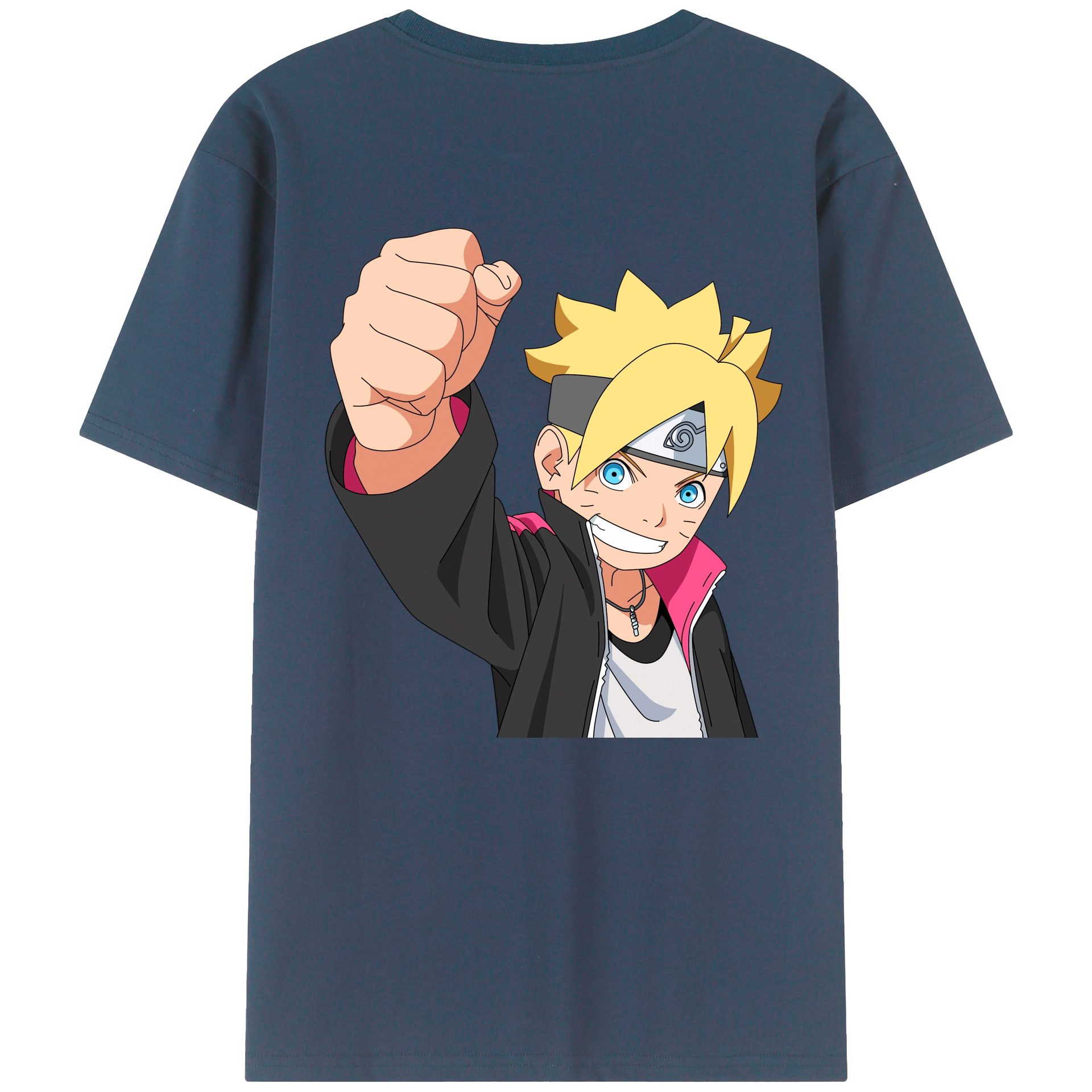 （画像用） NARUTO -ナルト- うずまき ボルト Uzumaki Boruto 綿100％ メンズ半袖Tシャツ（バックプリント） 通気性