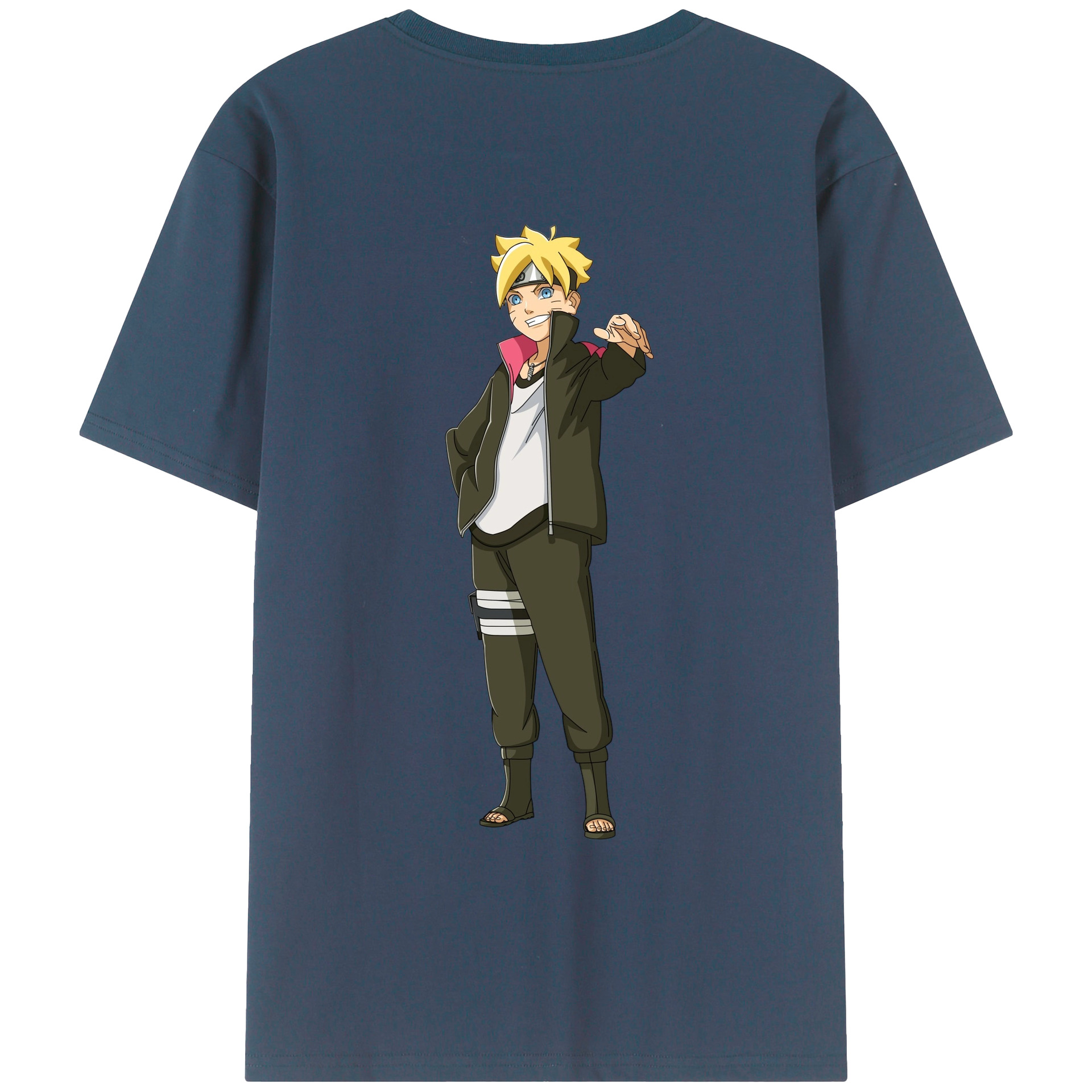 （画像用） NARUTO -ナルト- うずまき ボルト Uzumaki Boruto 綿100％ メンズ半袖Tシャツ（バックプリント） 通気性