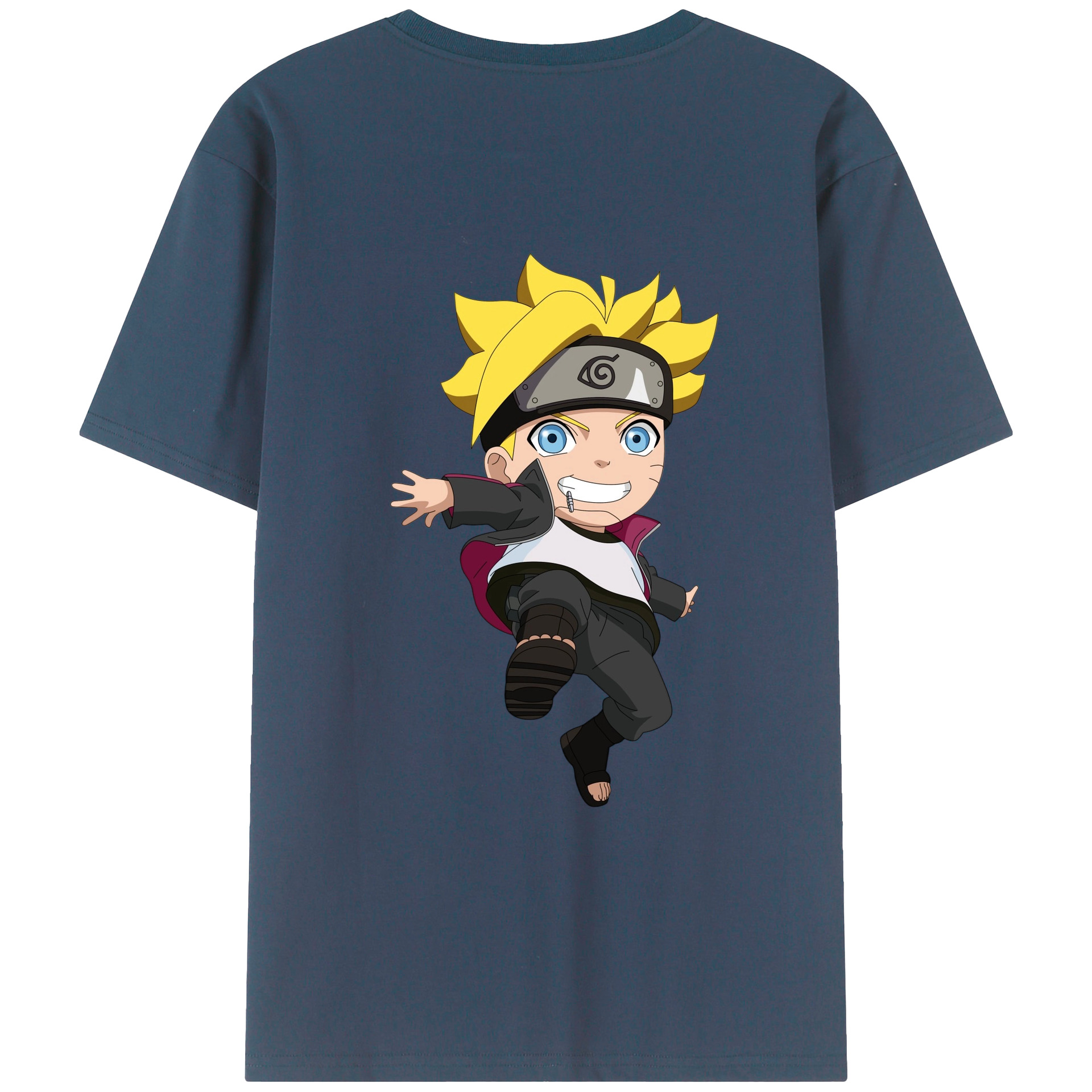 （画像用） NARUTO -ナルト- うずまき ボルト Uzumaki Boruto 綿100％ メンズ半袖Tシャツ（バックプリント） 通気性