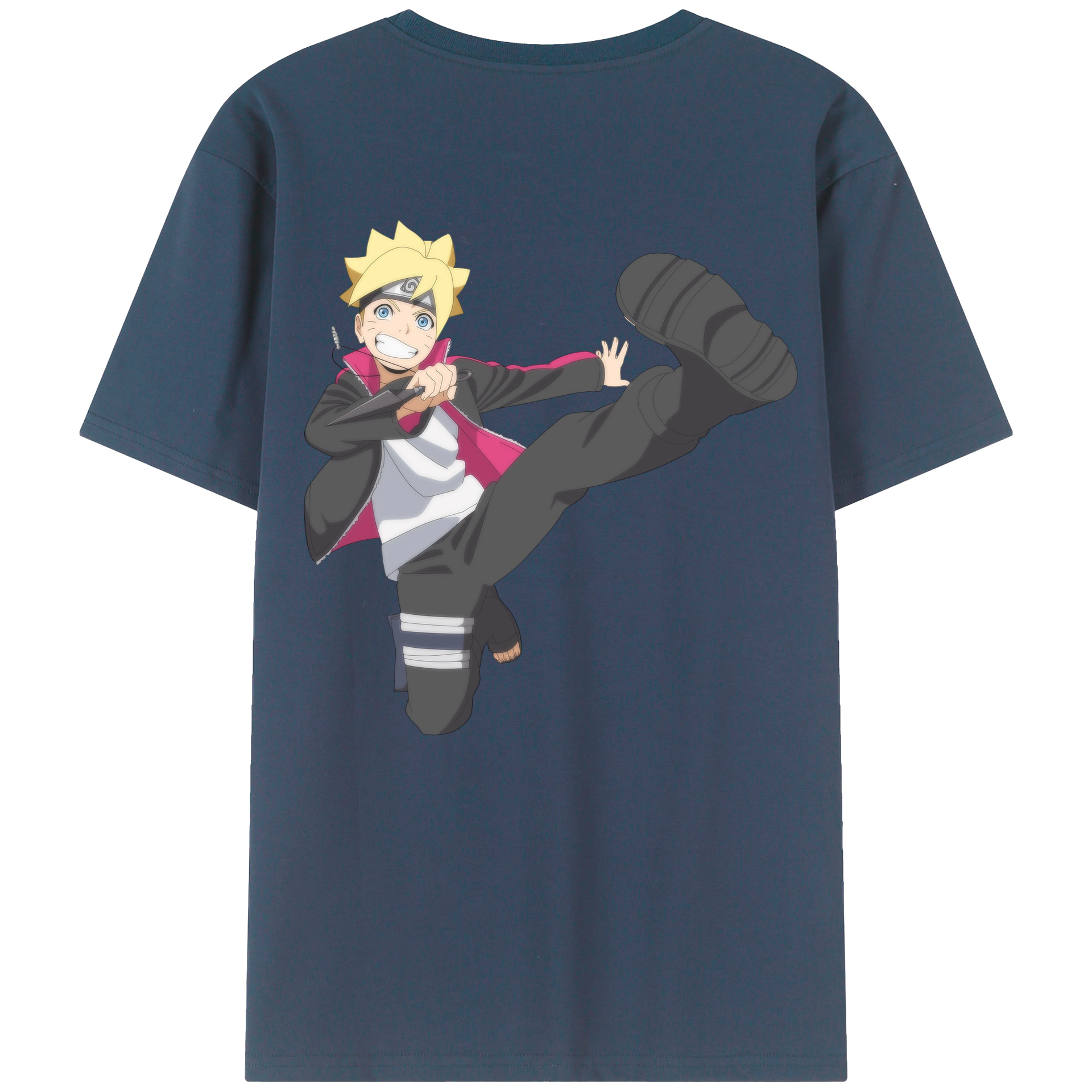 （画像用） NARUTO -ナルト- うずまき ボルト Uzumaki Boruto 綿100％ メンズ半袖Tシャツ（バックプリント） 通気性