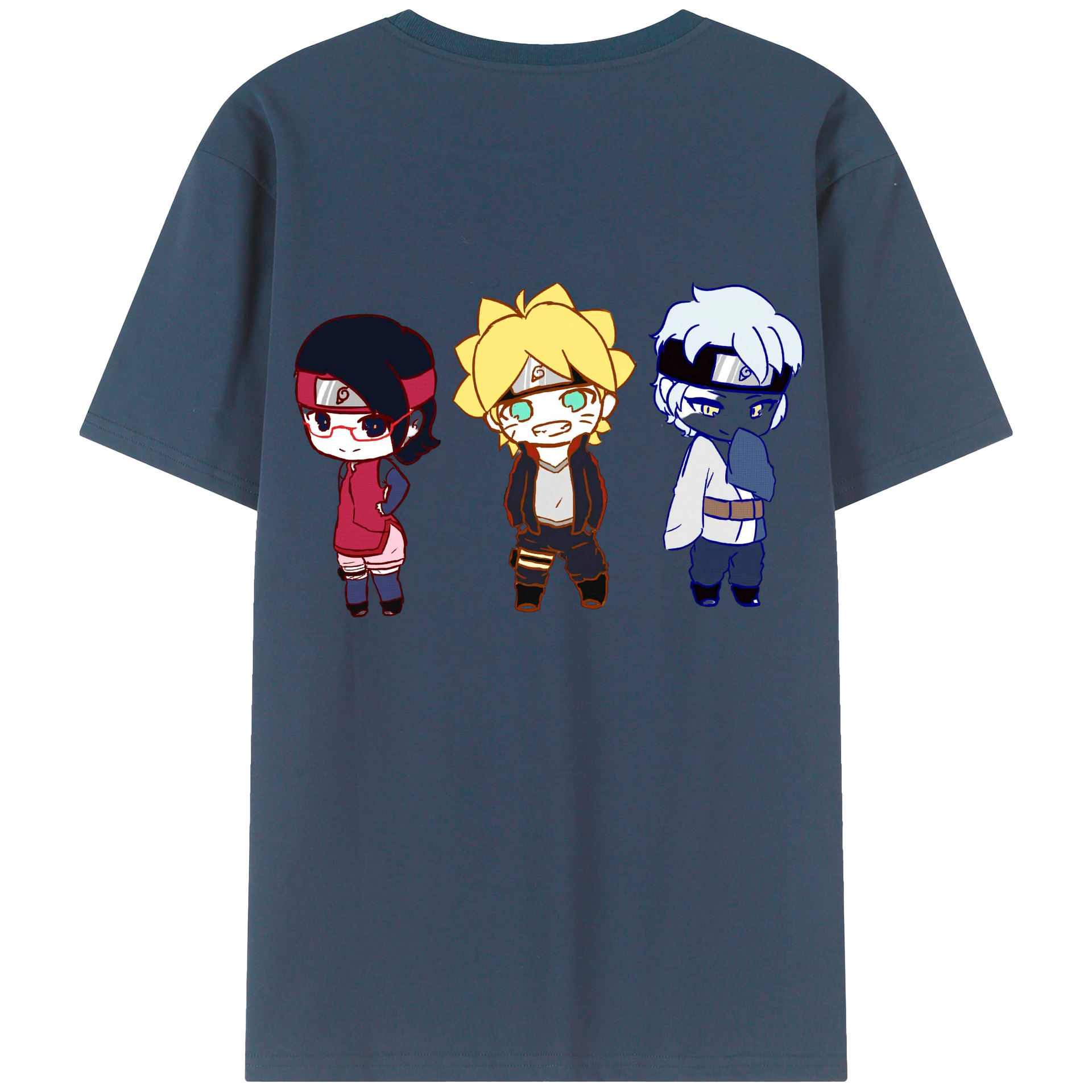 （画像用） NARUTO -ナルト- うずまき ボルト Uzumaki Boruto 綿100％ メンズ半袖Tシャツ（バックプリント） 通気性