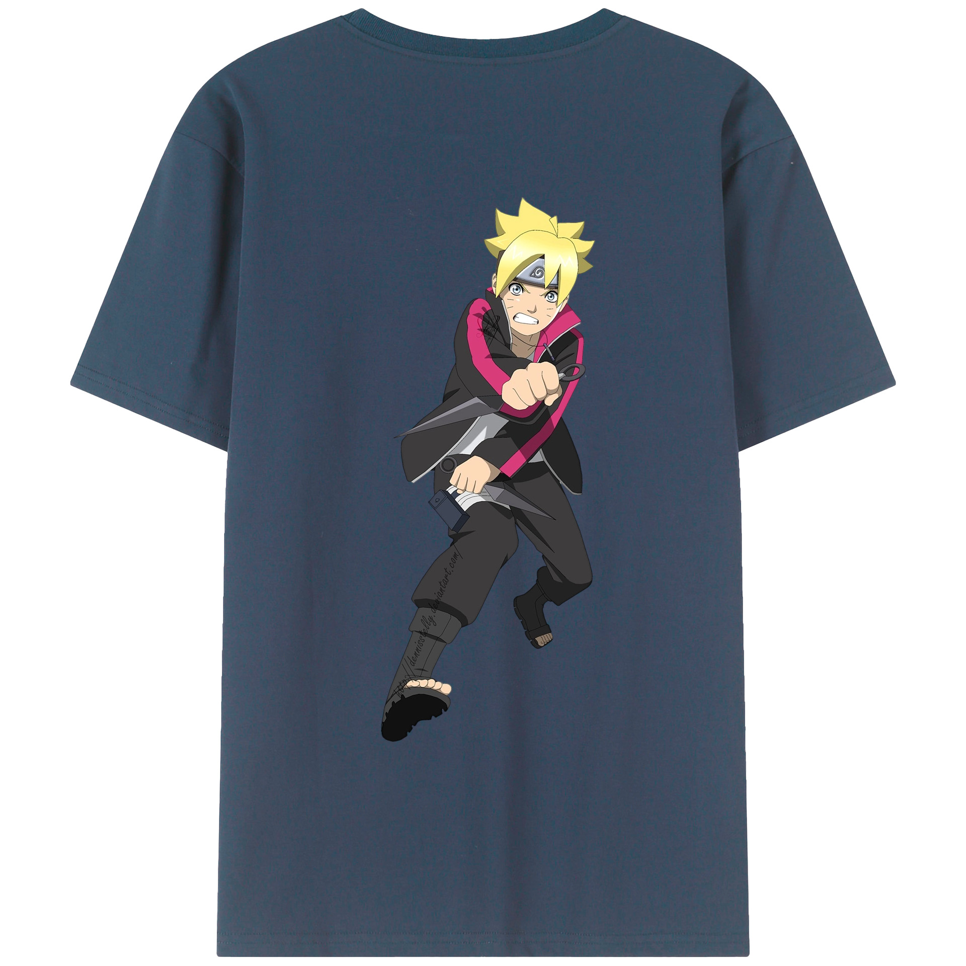 （画像用） NARUTO -ナルト- うずまき ボルト Uzumaki Boruto 綿100％ メンズ半袖Tシャツ（バックプリント） 通気性