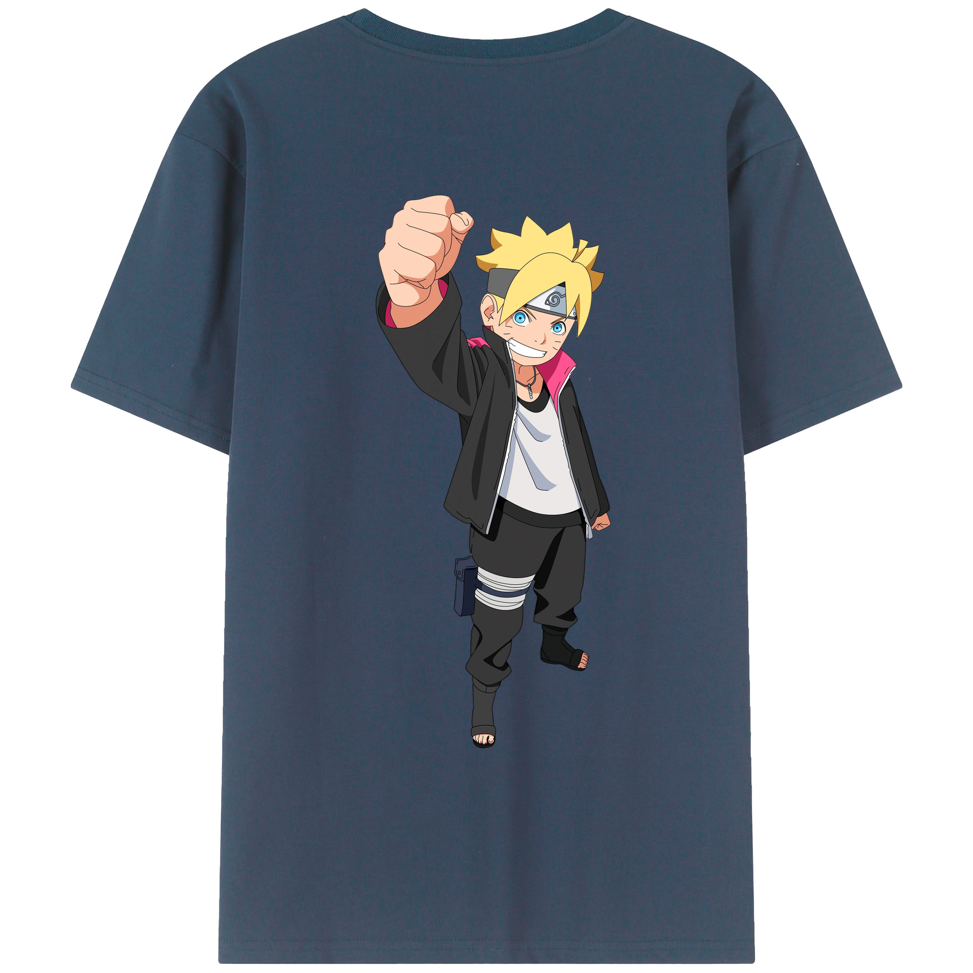（画像用） NARUTO -ナルト- うずまき ボルト Uzumaki Boruto 綿100％ メンズ半袖Tシャツ（バックプリント） 通気性