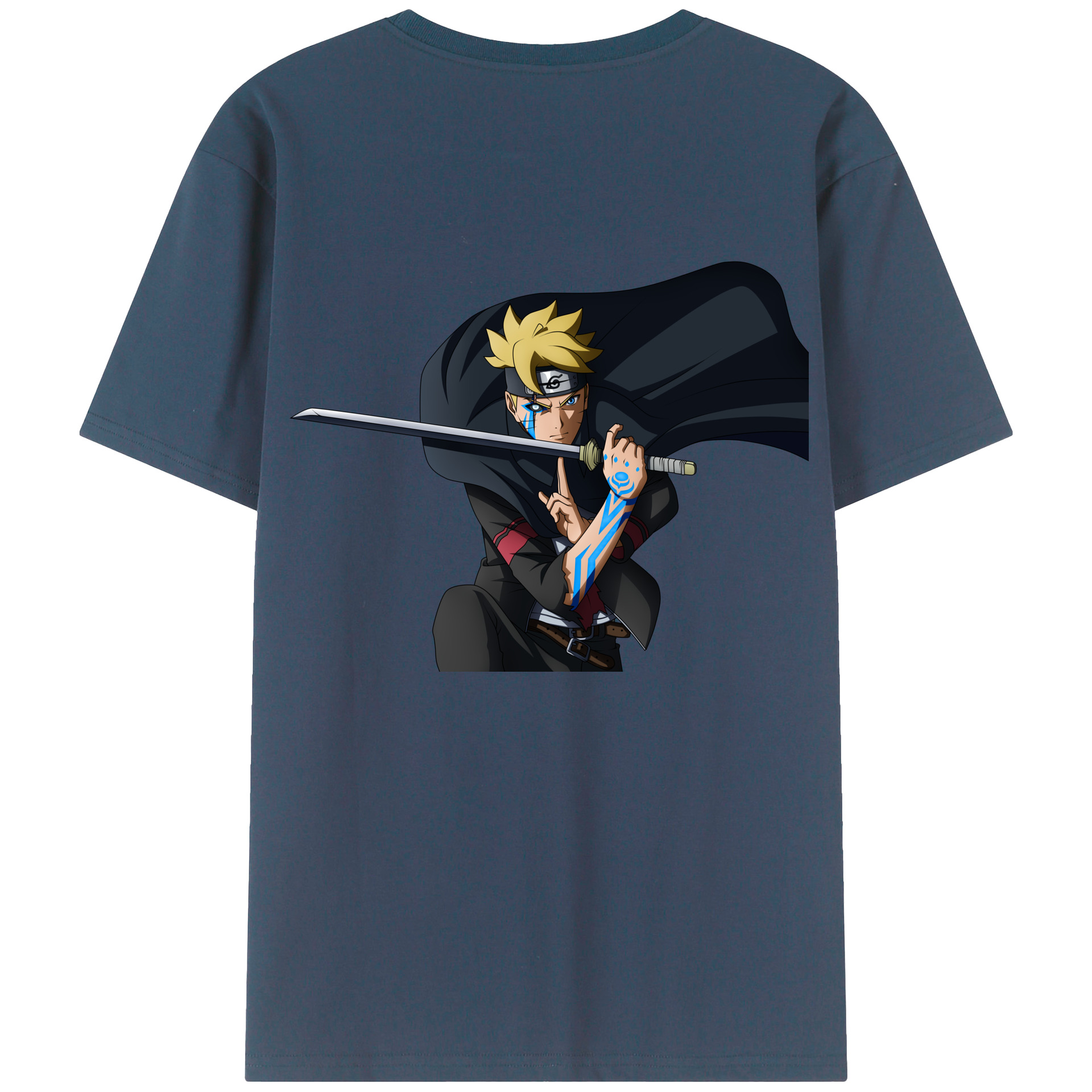 （画像用） NARUTO -ナルト- うずまき ボルト Uzumaki Boruto 綿100％ メンズ半袖Tシャツ（バックプリント） 通気性