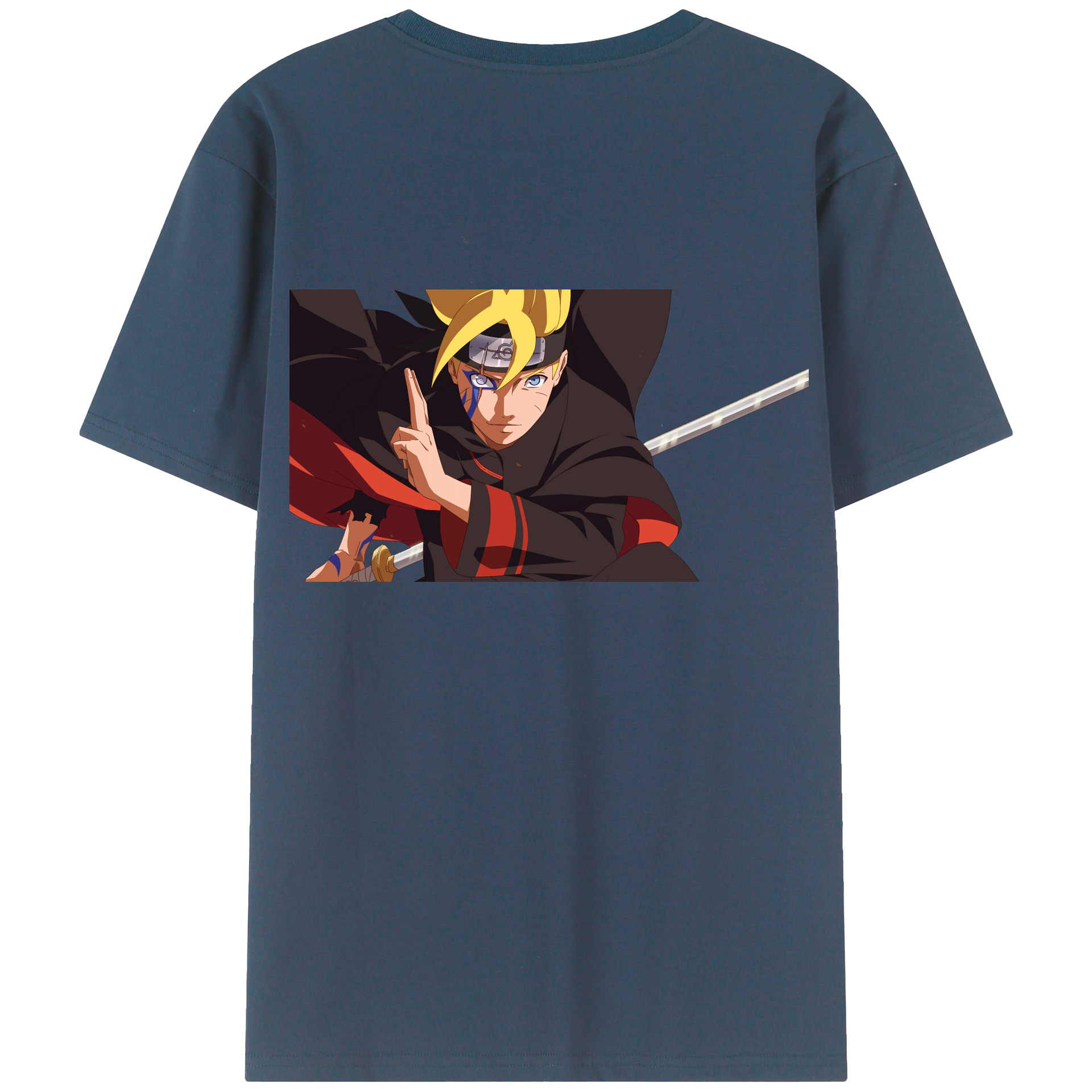 （画像用） NARUTO -ナルト- うずまき ボルト Uzumaki Boruto 綿100％ メンズ半袖Tシャツ（バックプリント） 通気性