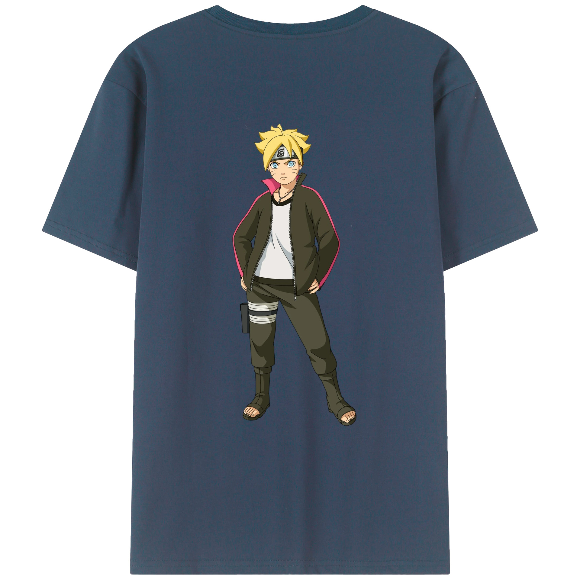（画像用） NARUTO -ナルト- うずまき ボルト Uzumaki Boruto 綿100％ メンズ半袖Tシャツ（バックプリント） 通気性