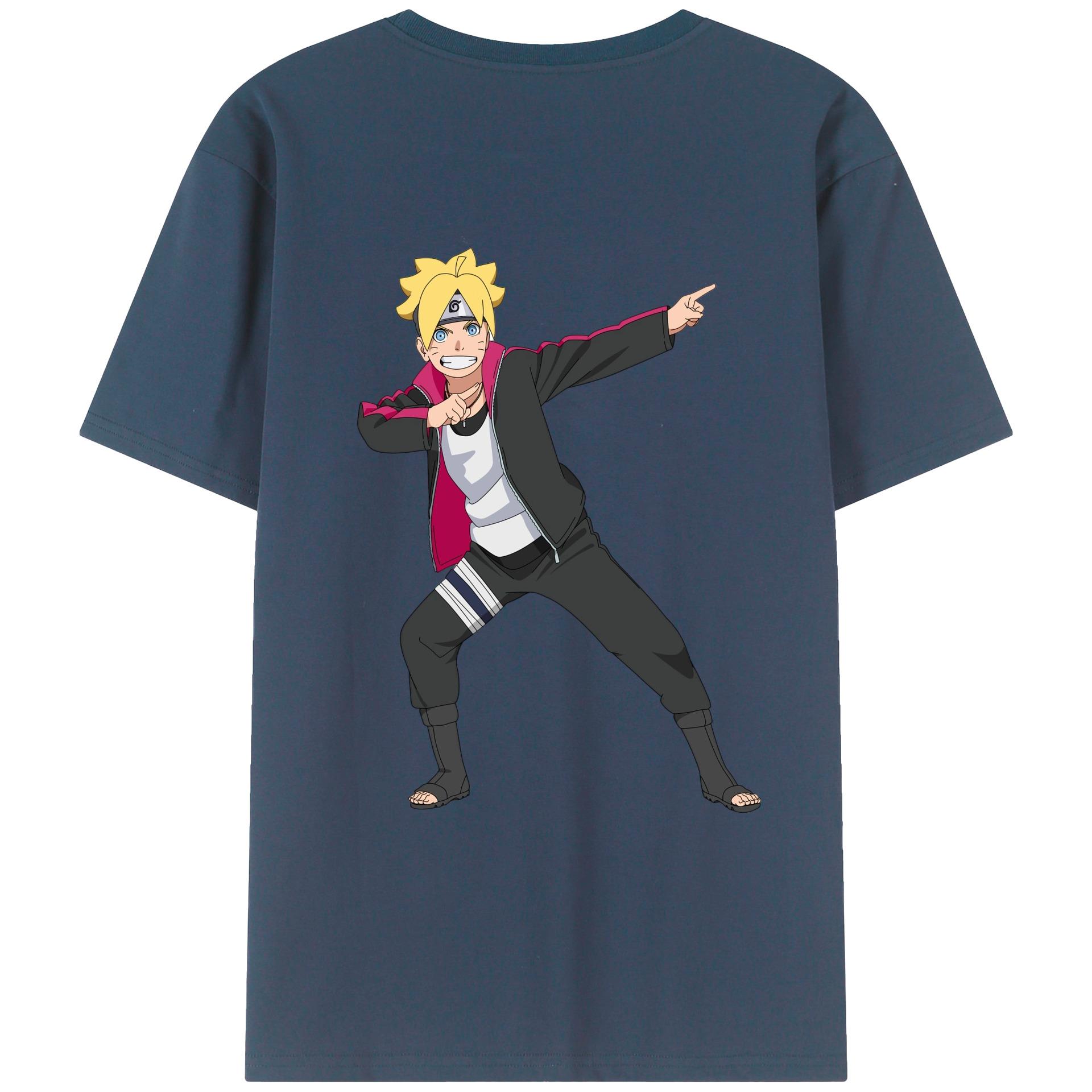 （画像用） NARUTO -ナルト- うずまき ボルト Uzumaki Boruto 綿100％ メンズ半袖Tシャツ（バックプリント） 通気性
