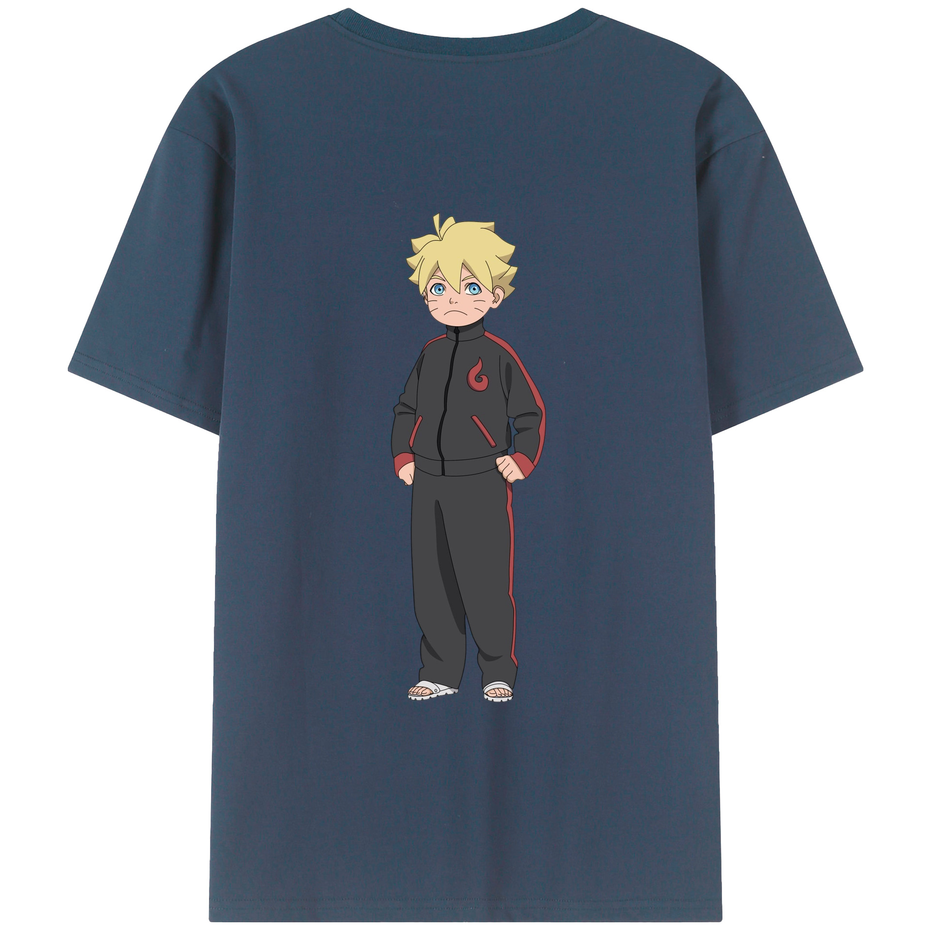（画像用） NARUTO -ナルト- うずまき ボルト Uzumaki Boruto 綿100％ メンズ半袖Tシャツ（バックプリント） 通気性