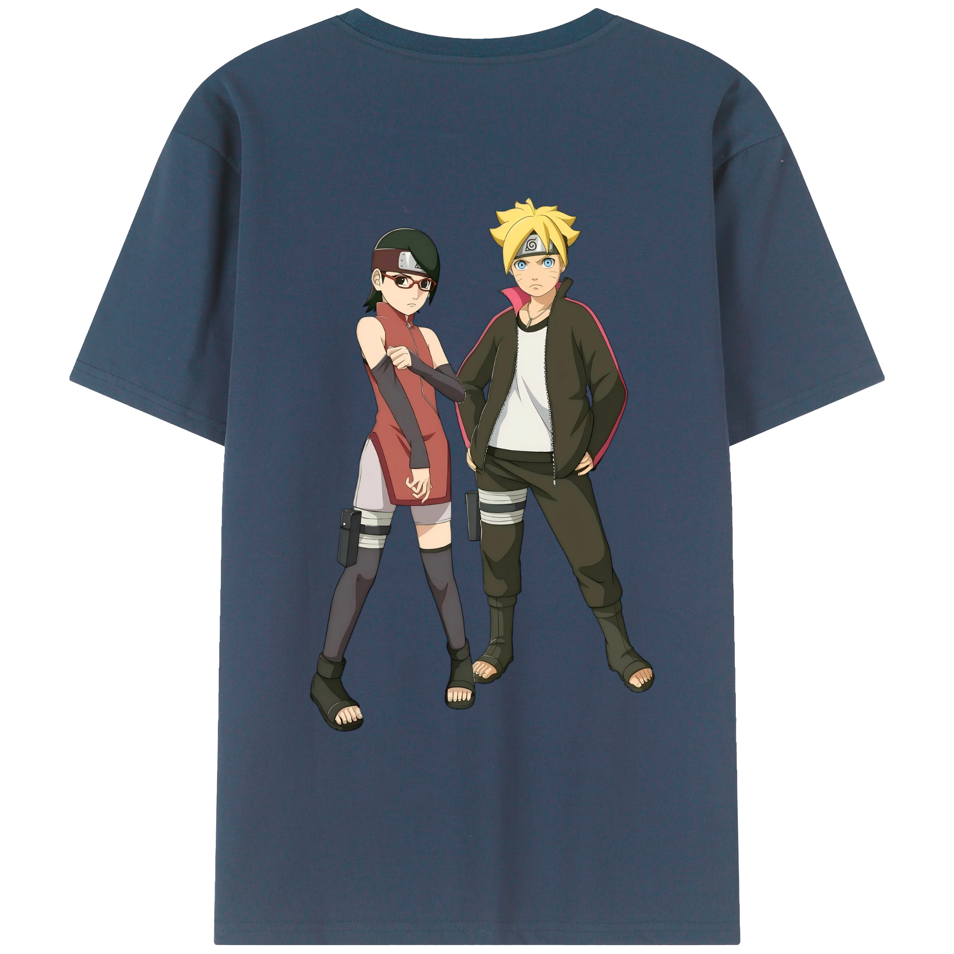 （画像用） NARUTO -ナルト- うずまき ボルト Uzumaki Boruto 綿100％ メンズ半袖Tシャツ（バックプリント） 通気性