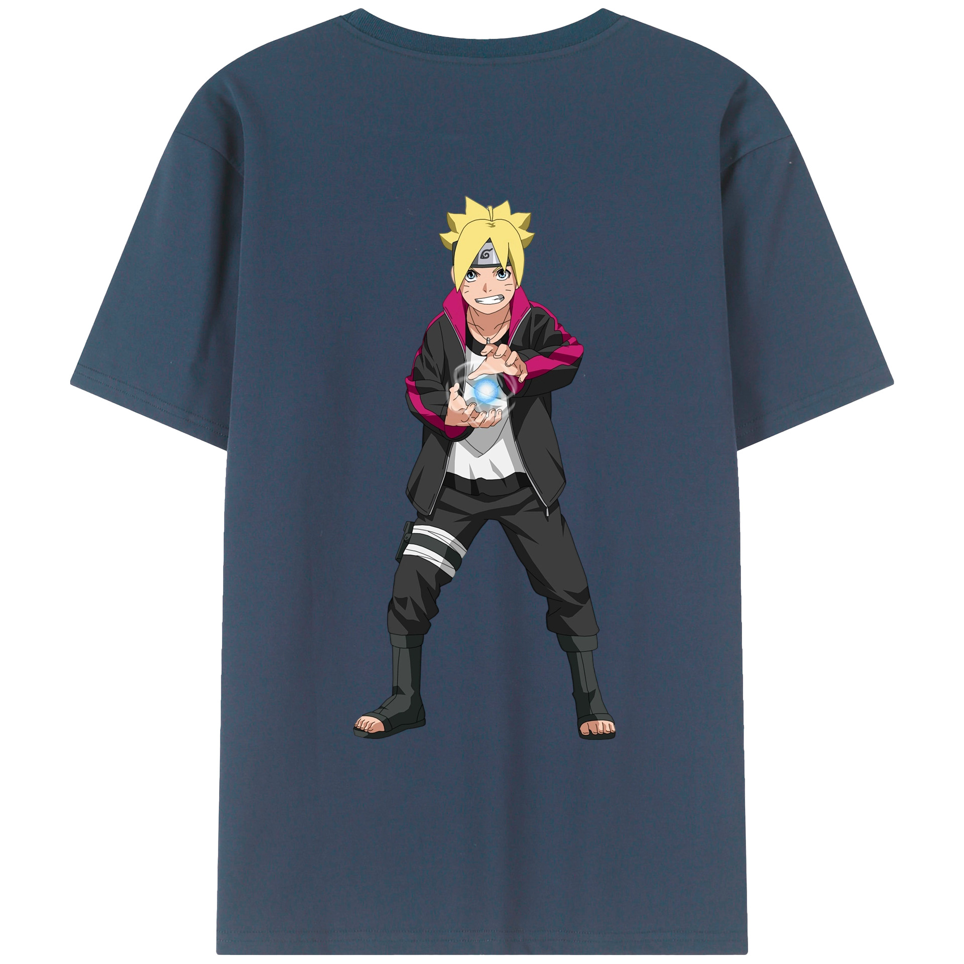（画像用） NARUTO -ナルト- うずまき ボルト Uzumaki Boruto 綿100％ メンズ半袖Tシャツ（バックプリント） 通気性